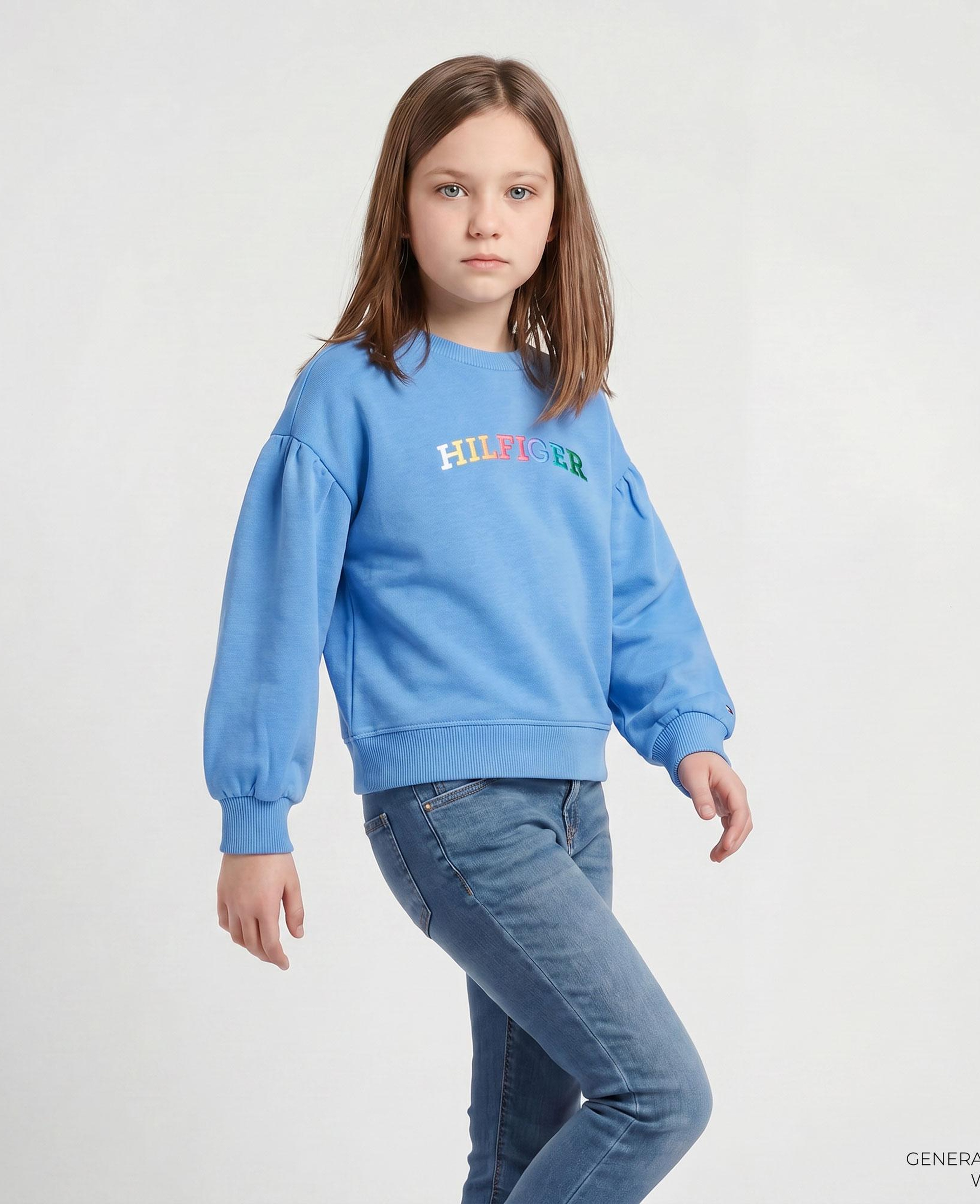 Tommy Hilfiger Monotype Çocuk Mavi Sweatshirt