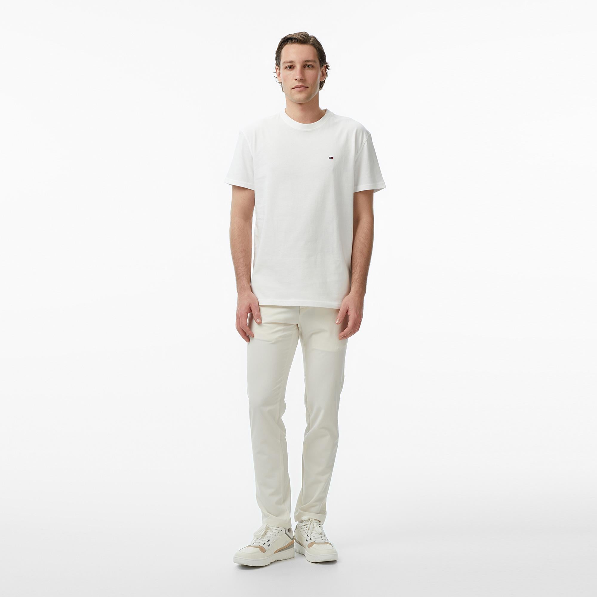 Tommy Hilfiger Classic Flag Erkek Beyaz T-Shirt