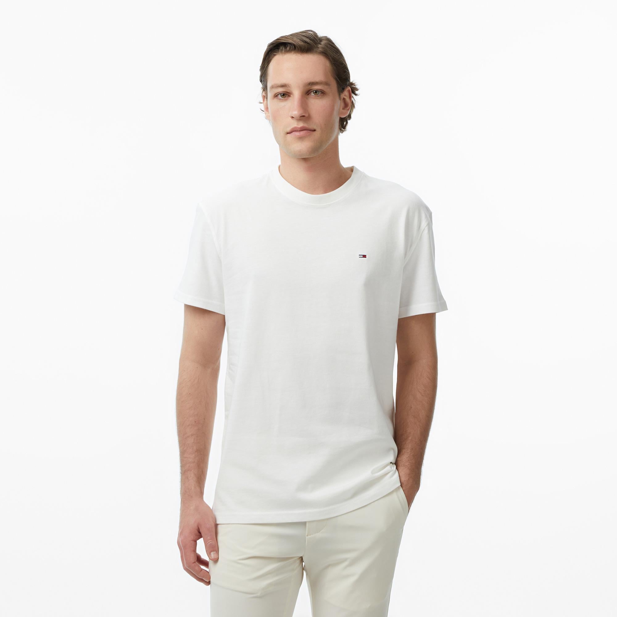 Tommy Hilfiger Classic Flag Erkek Beyaz T-Shirt