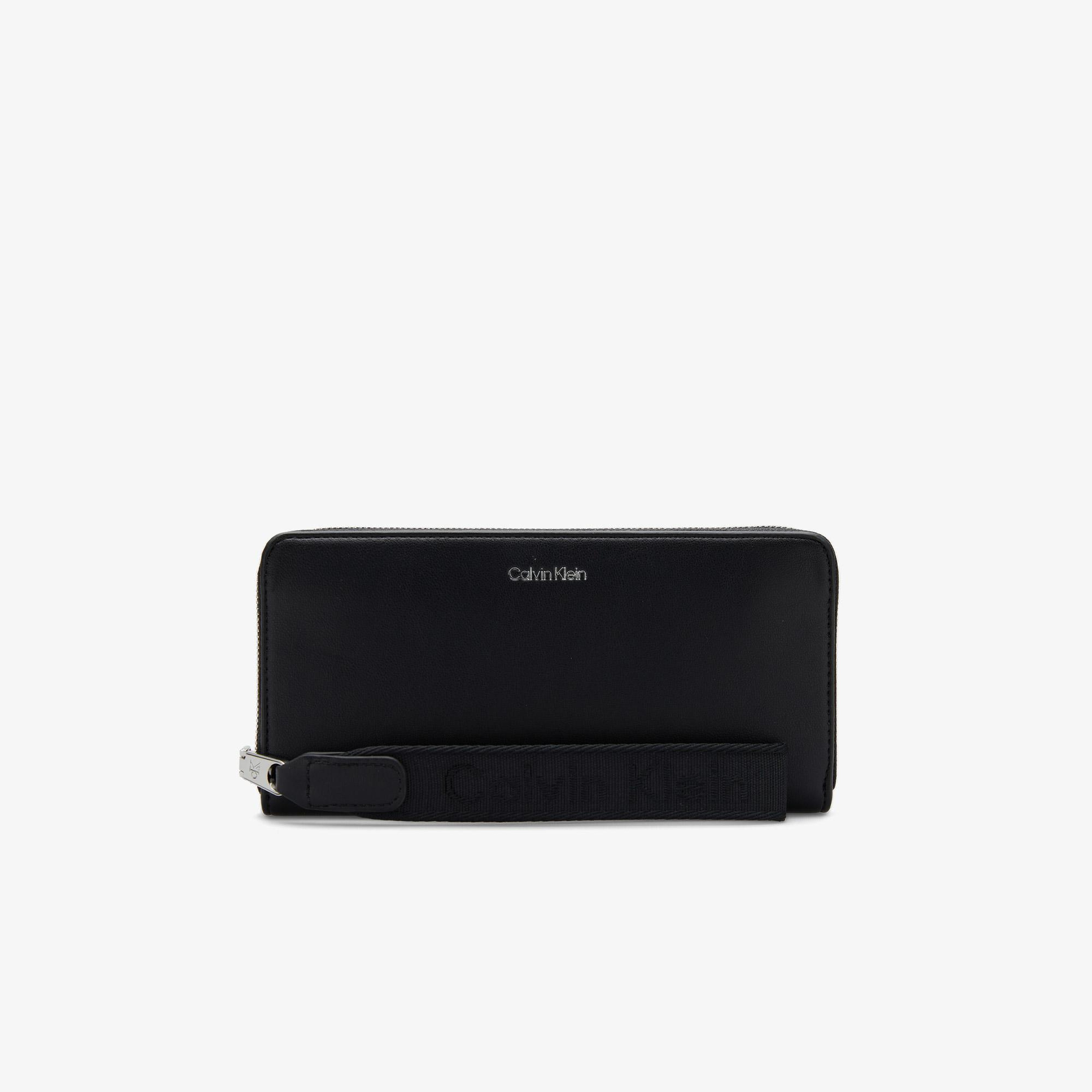 Calvin Klein Webbing Strap Long Zip Around Kadın Siyah Cüzdan