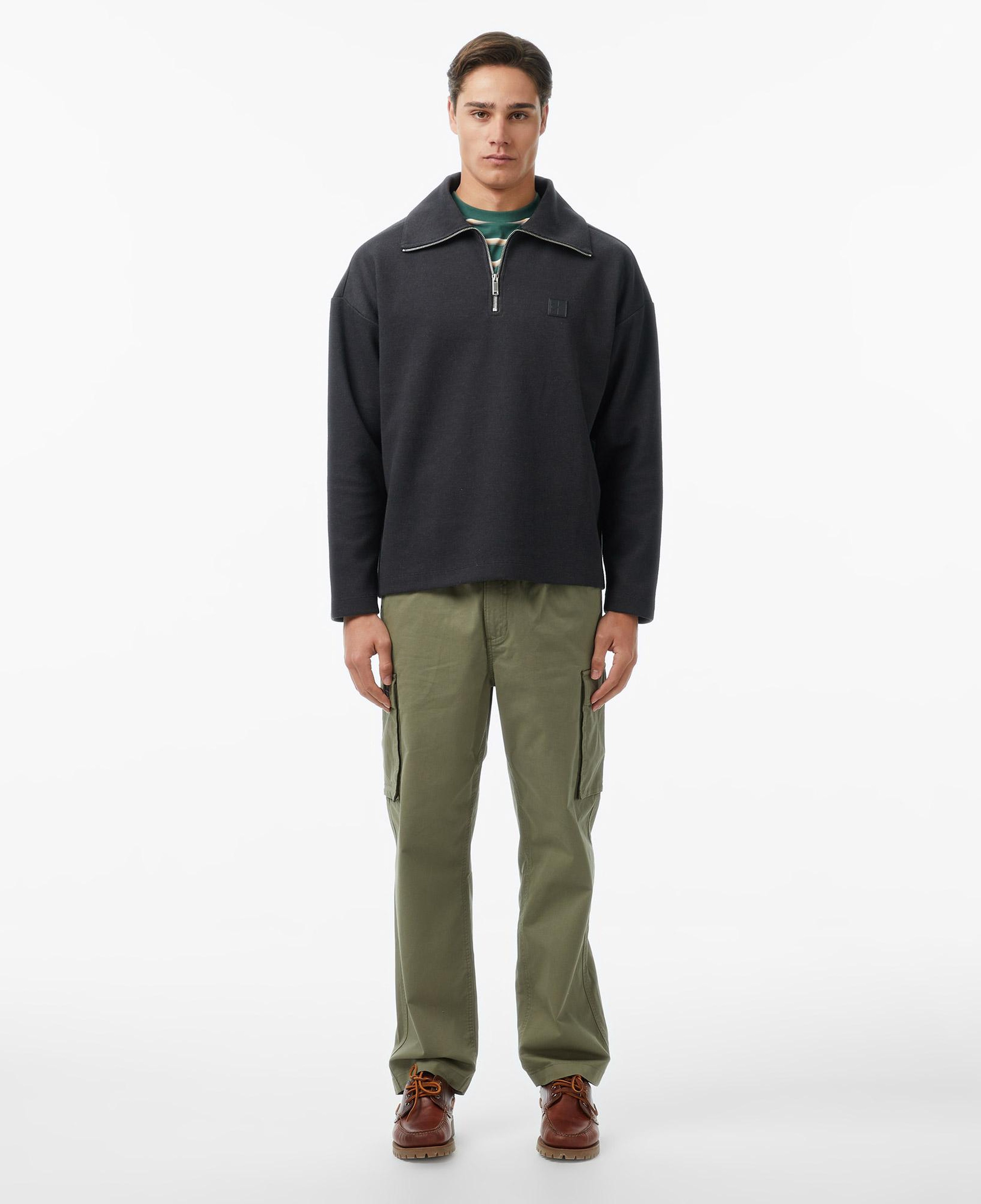Calvin Klein Brushed Zip Pullover Erkek Siyah Sweatshirt