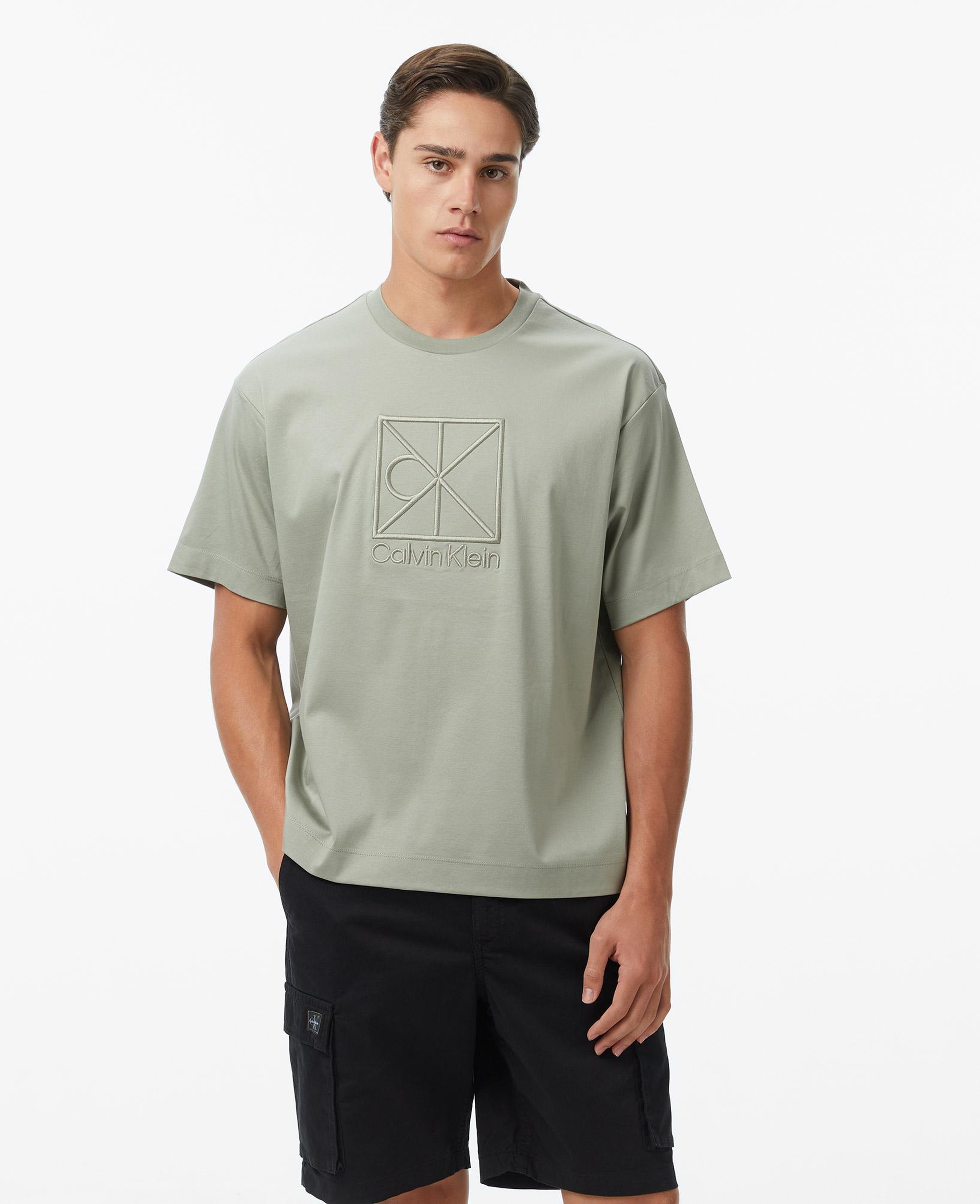 Calvin Klein Relaxed Premium Interlock Emblem Erkek Bej T-Shirt