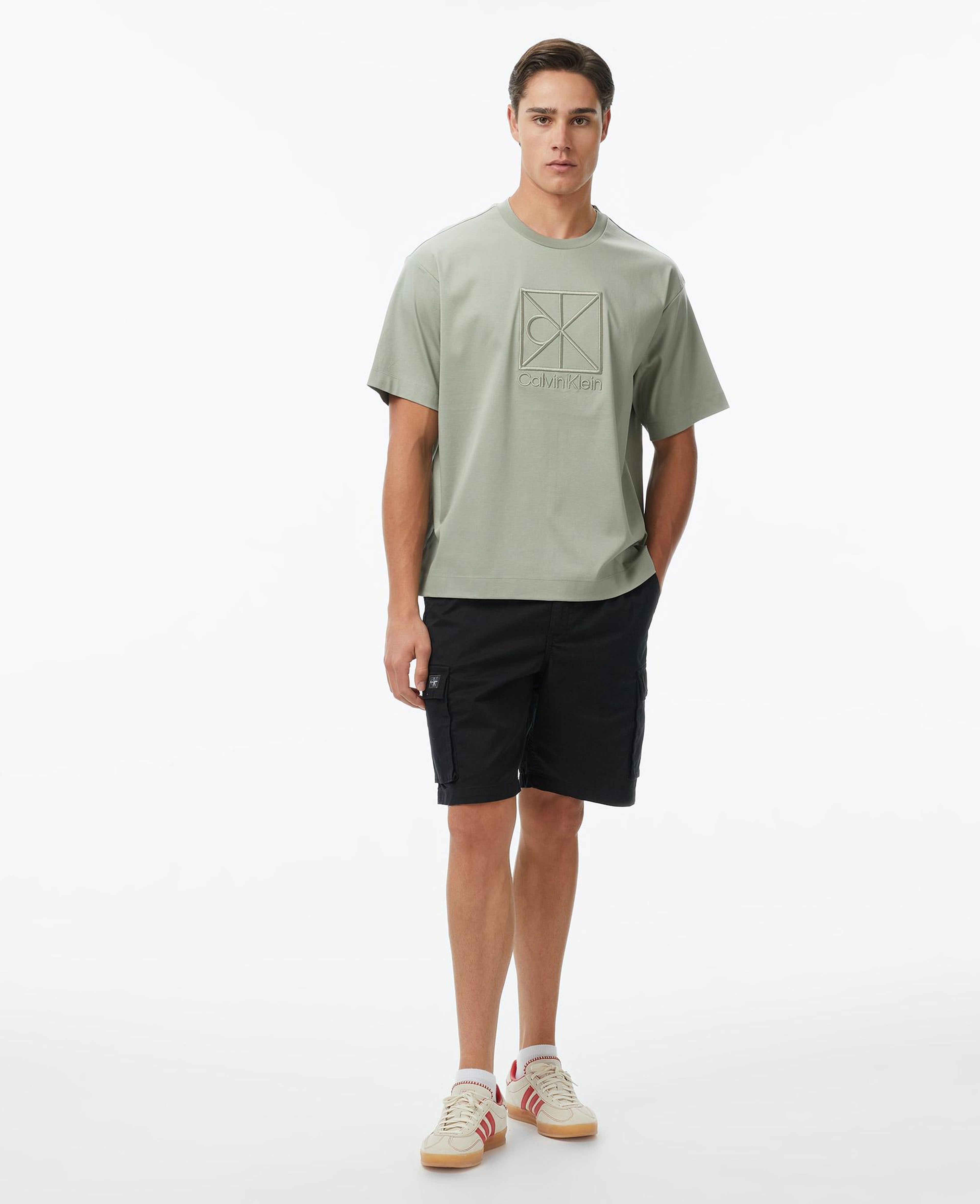 Calvin Klein Relaxed Premium Interlock Emblem Erkek Bej T-Shirt