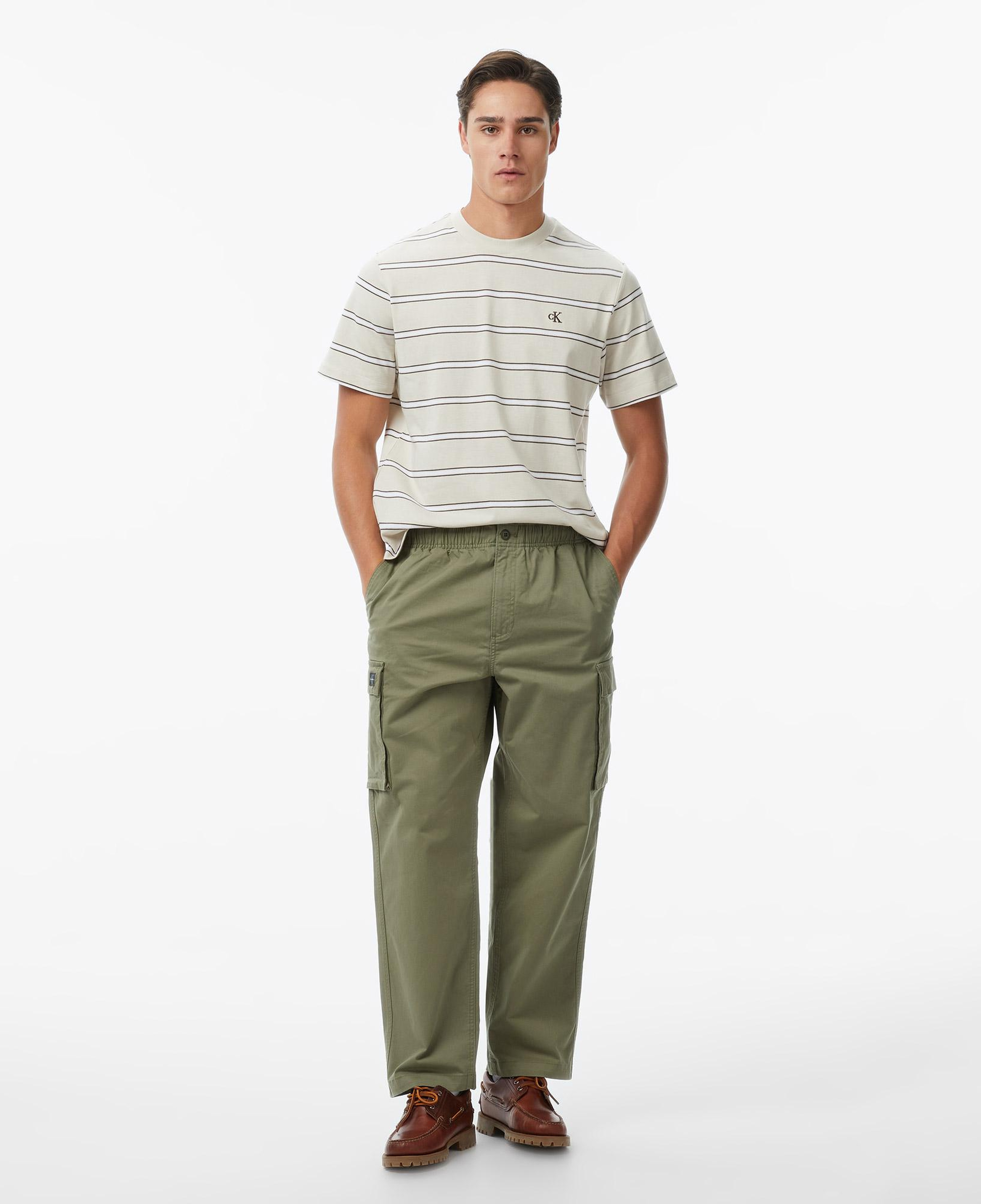 Calvin Klein Easy Stripe Crewnk Erkek Bej T-Shirt