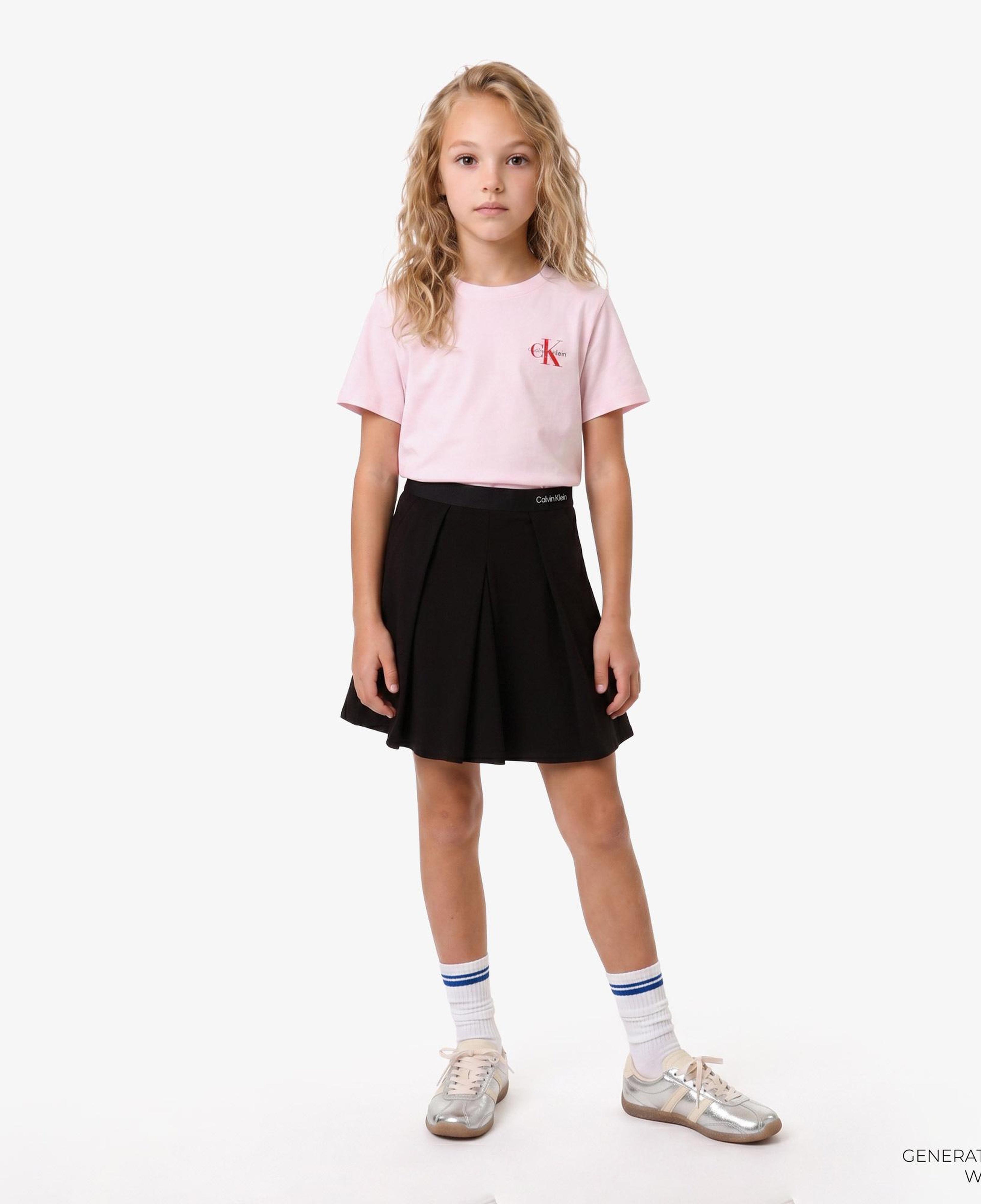 Calvin Klein Logo Tape Pleated Punto Çocuk Siyah Etek