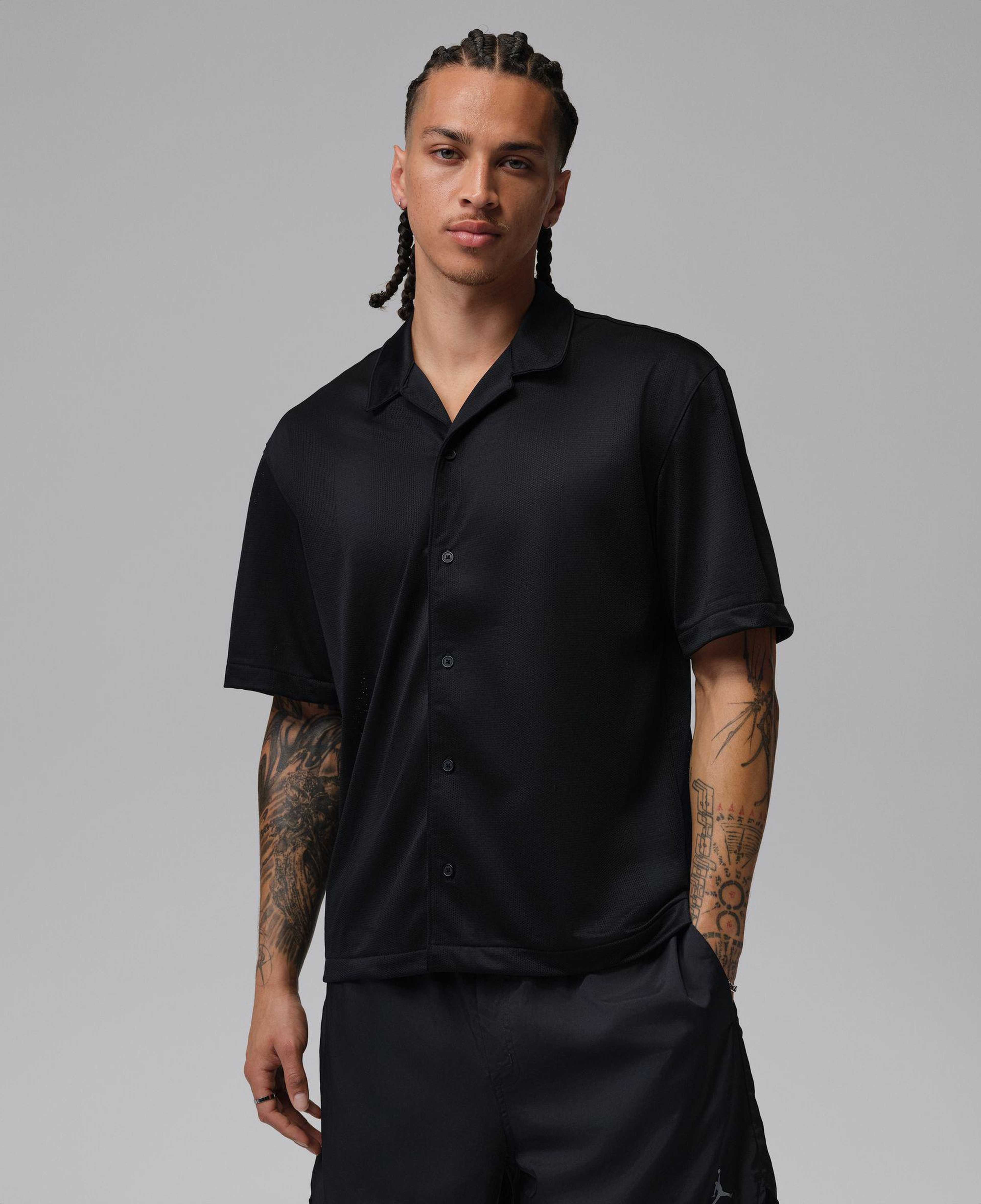 Jordan Brooklyn Festival Button-Down Erkek Siyah Polo