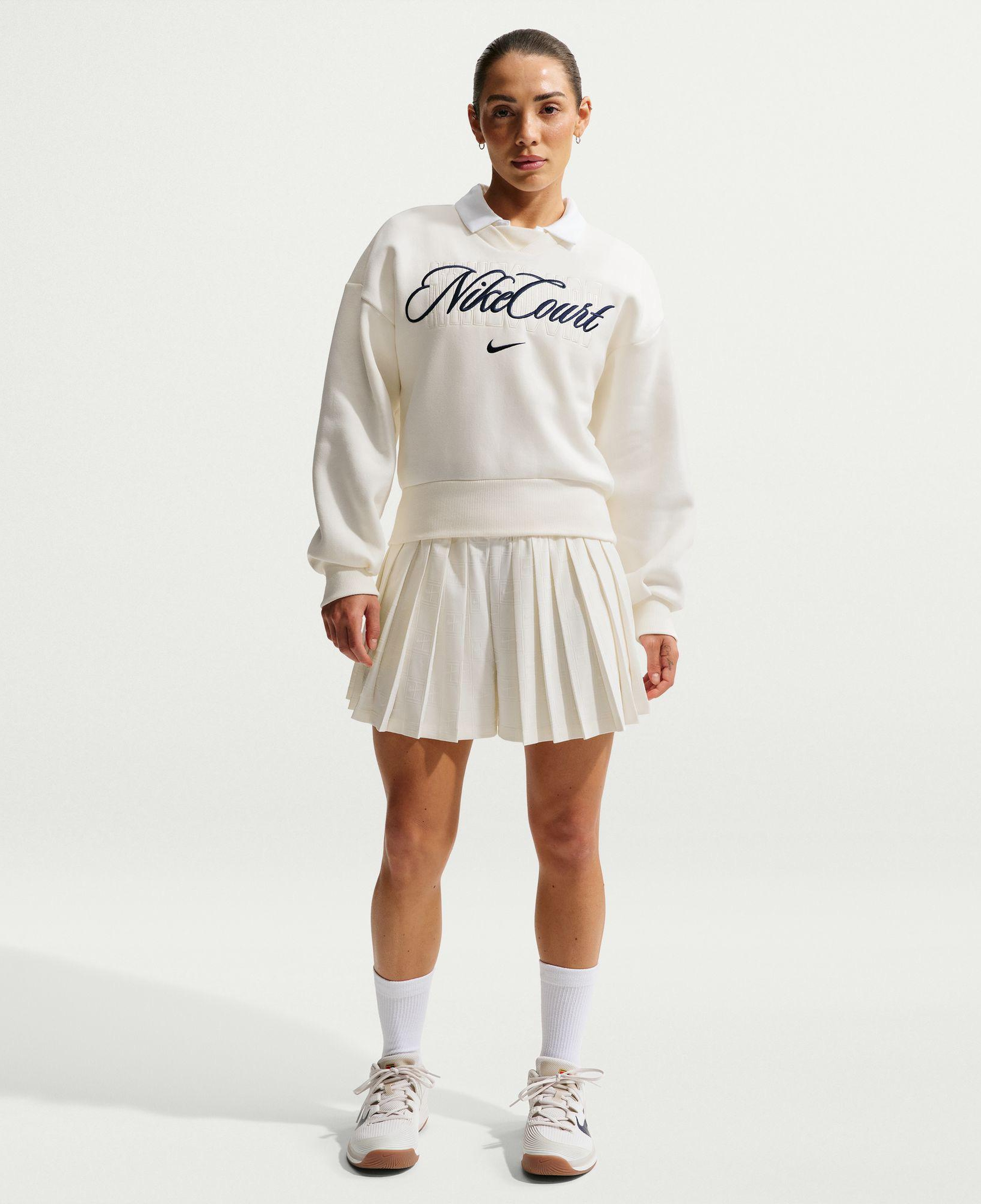 Nike Dri-Fit Court Collection High Rise Kadın Krem Rengi Şort