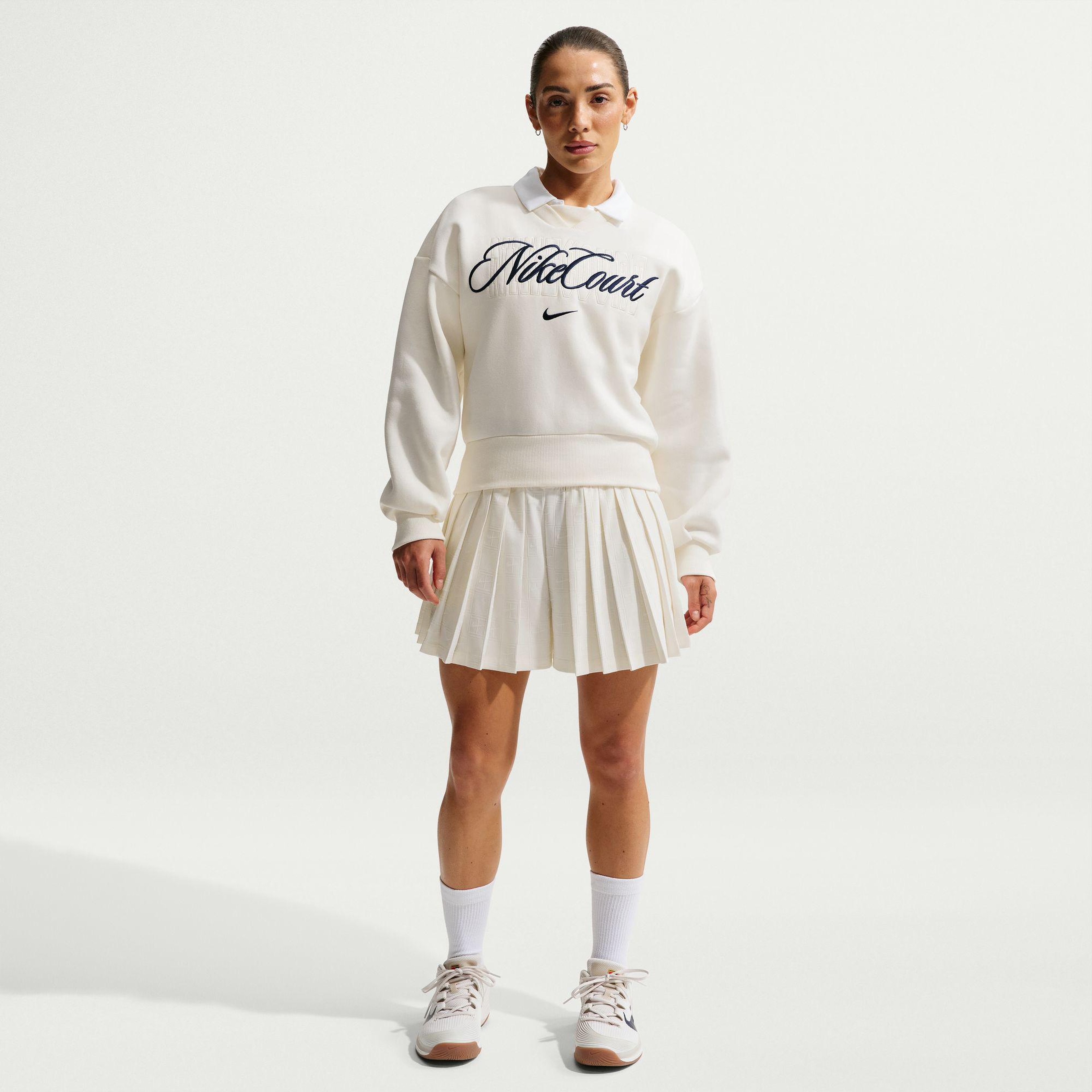 Nike Dri-Fit Court Collection High Rise Kadın Krem Rengi Şort