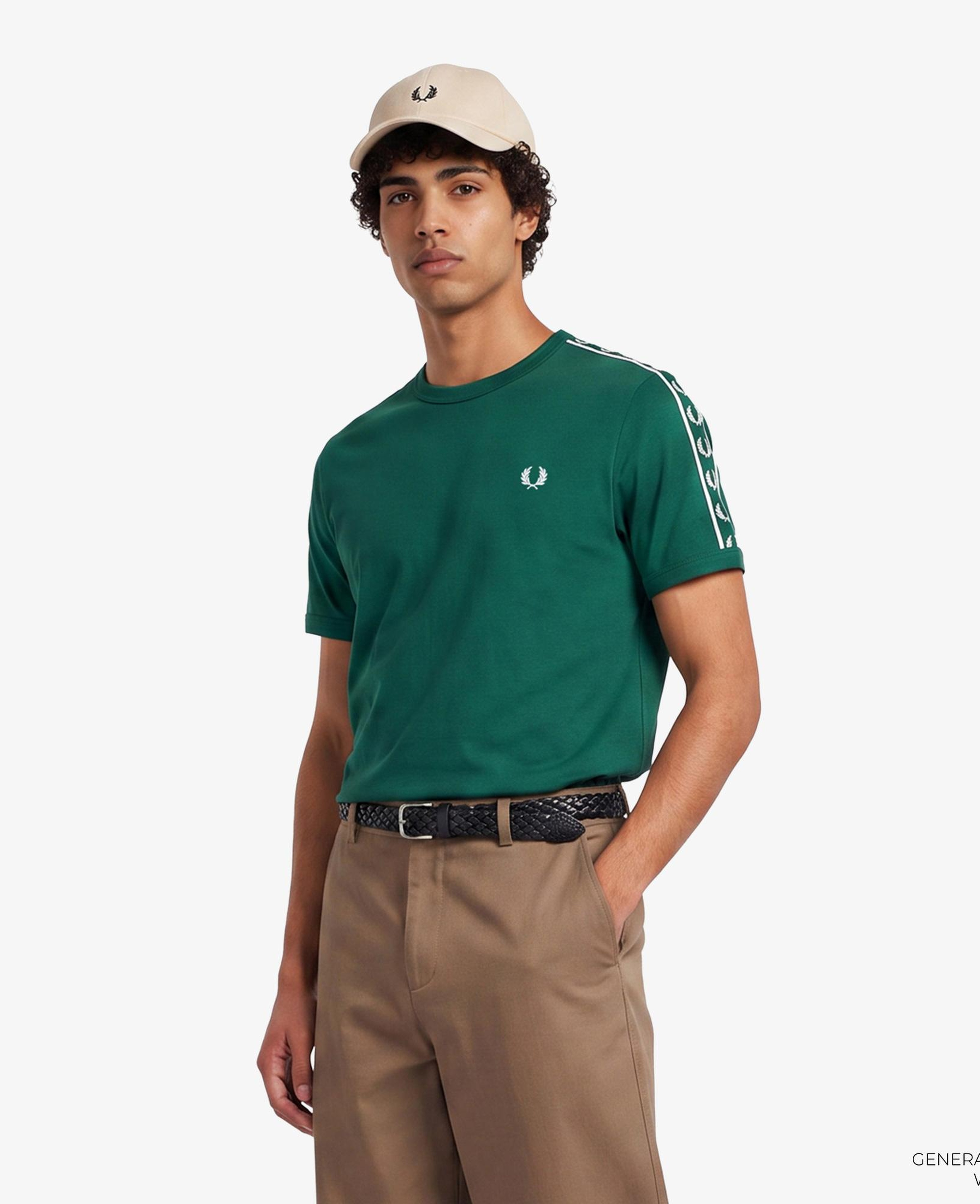 Fred Perry Contrast Tape Ringer Erkek Yeşil T-Shirt