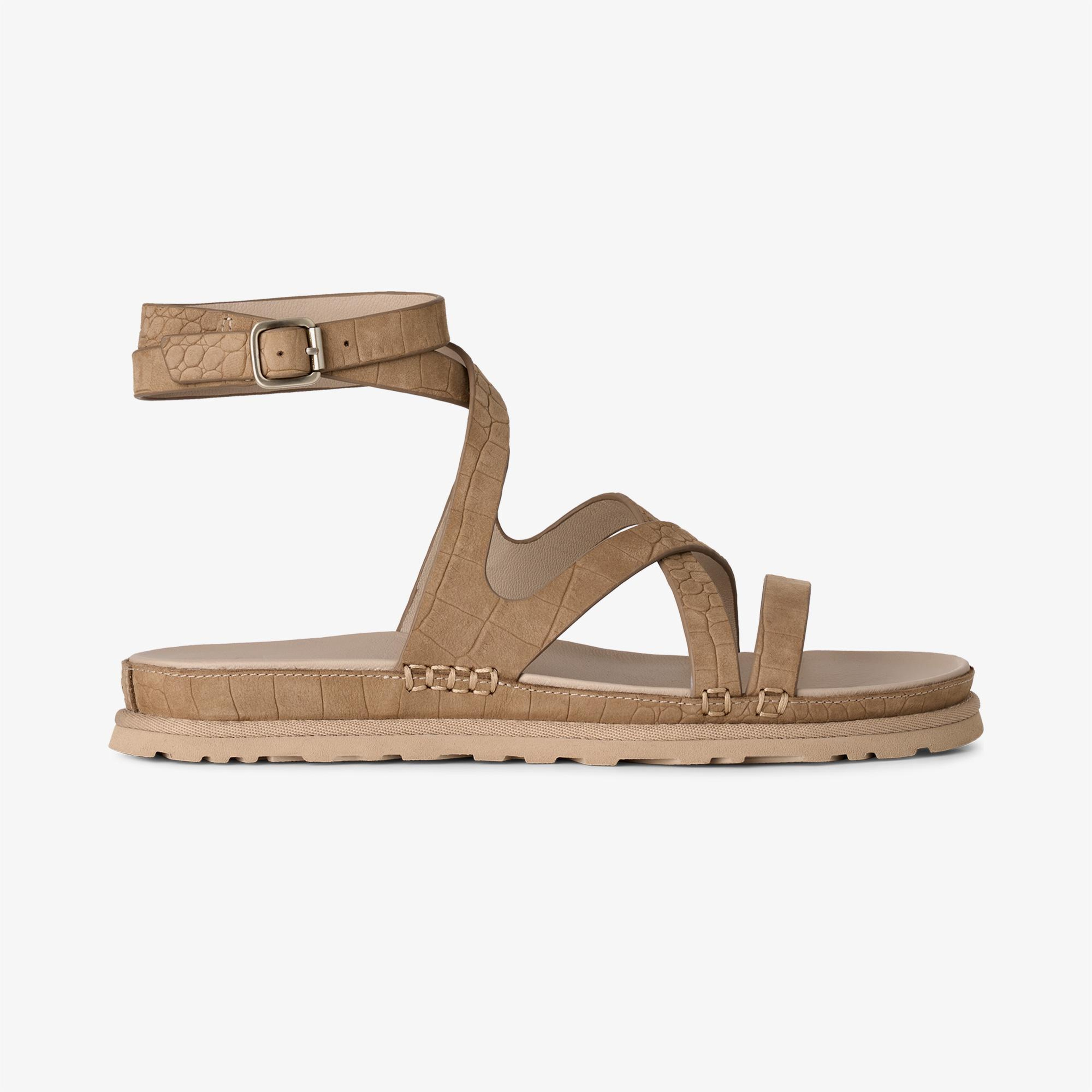 UGG Goldengaze Embossed Ankle Wrap Kadın Kahverengi Sandalet