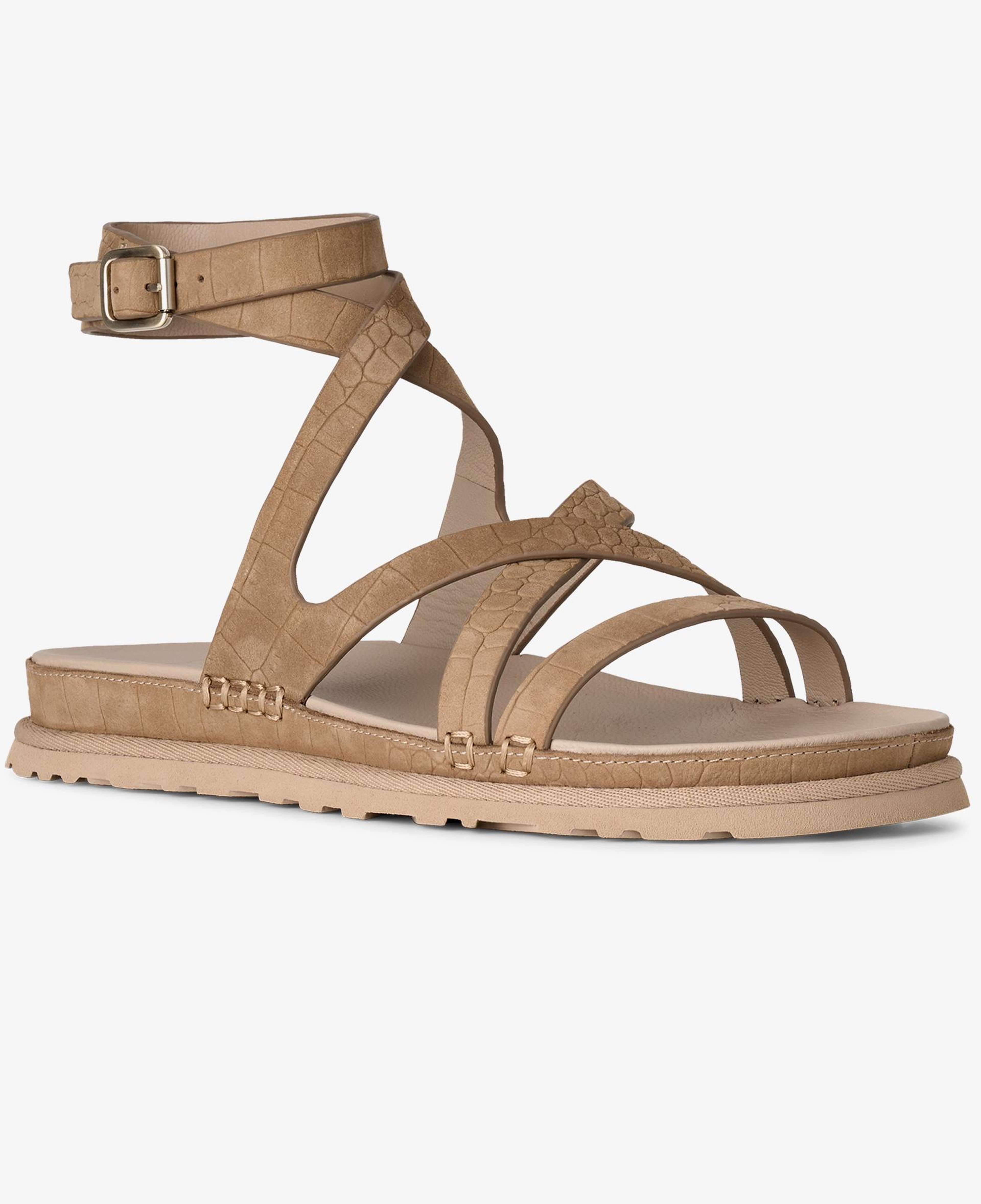 UGG Goldengaze Embossed Ankle Wrap Kadın Kahverengi Sandalet