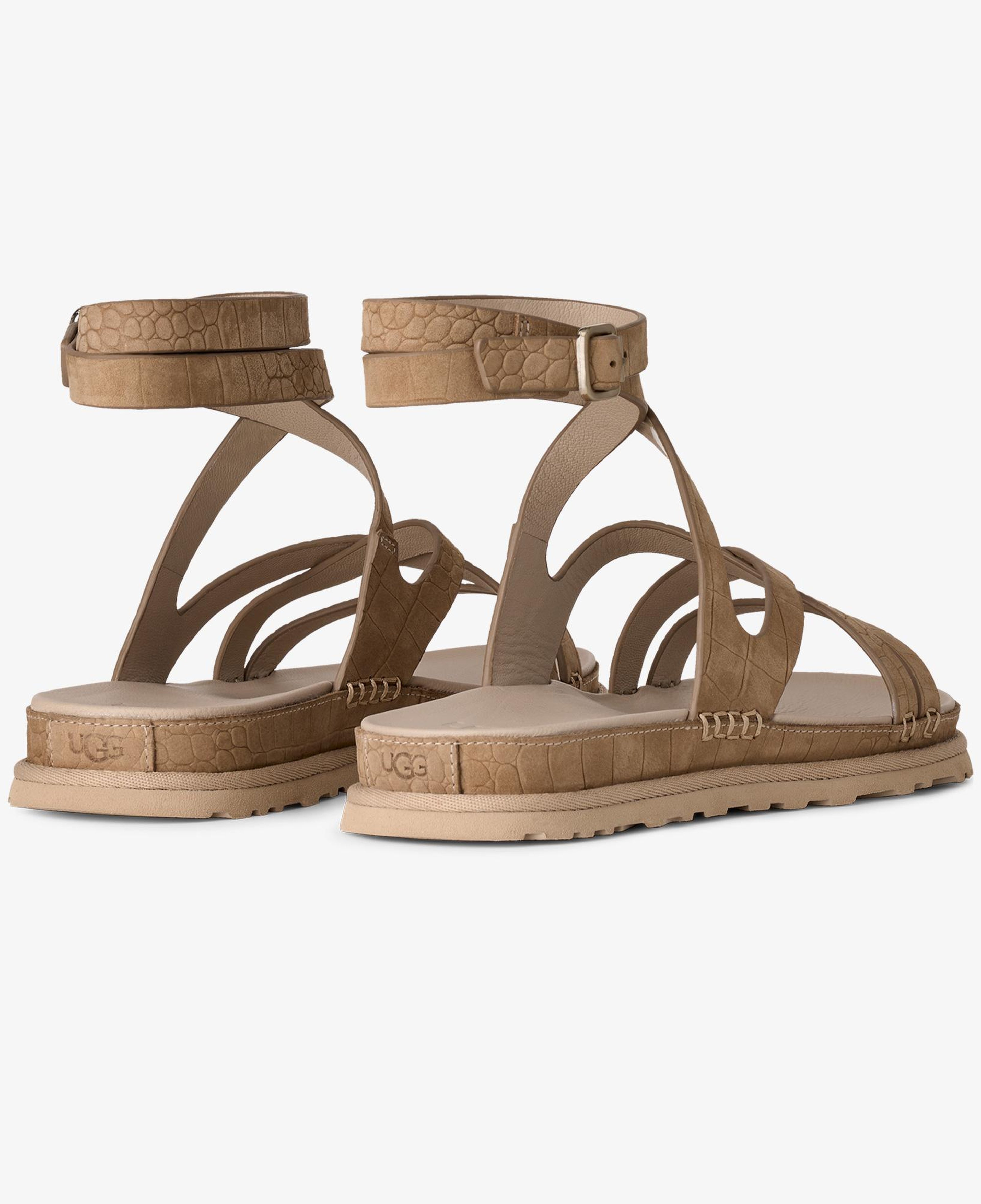 UGG Goldengaze Embossed Ankle Wrap Kadın Kahverengi Sandalet
