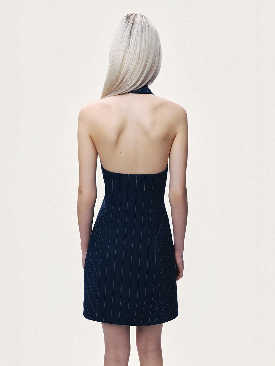 Kruvaze Halter Yaka Mini Elbise
