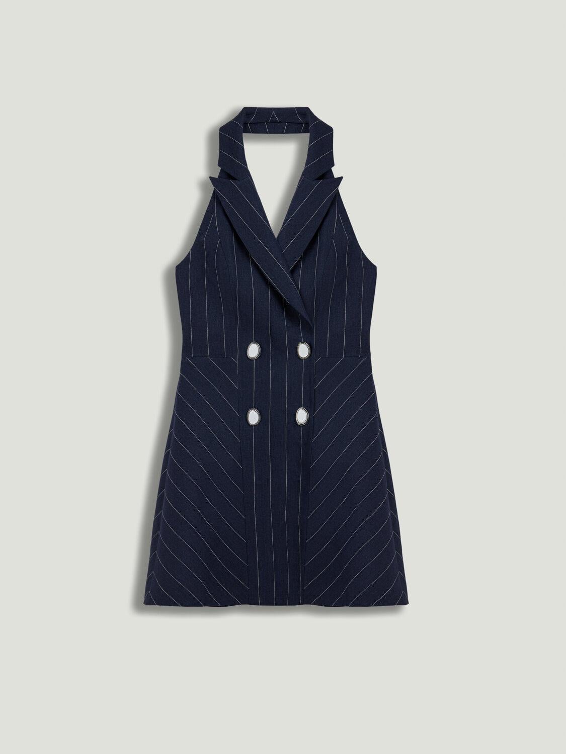 Kruvaze Halter Yaka Mini Elbise