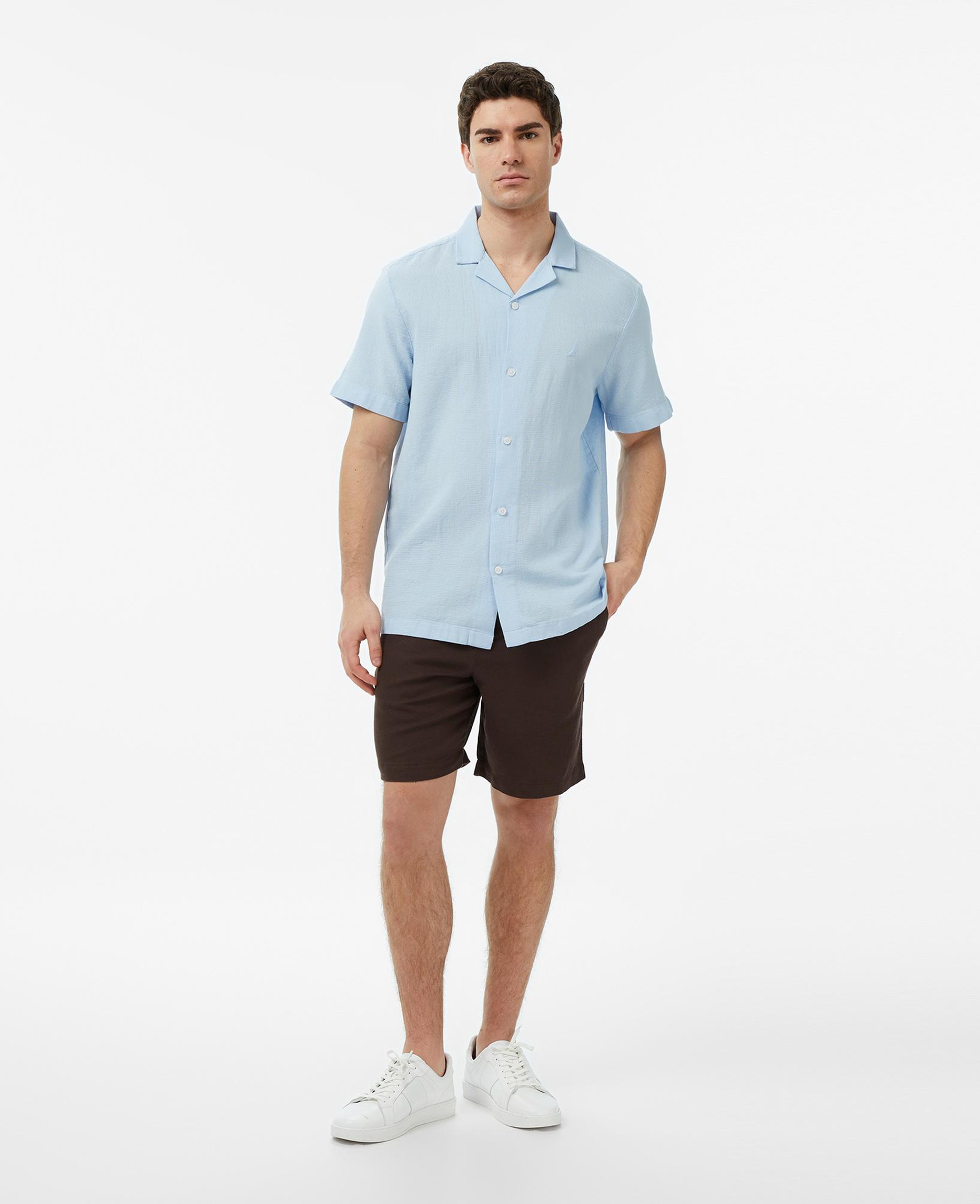 Nautica Erkek Mavi Regular Fit Kısa Kollu Gömlek