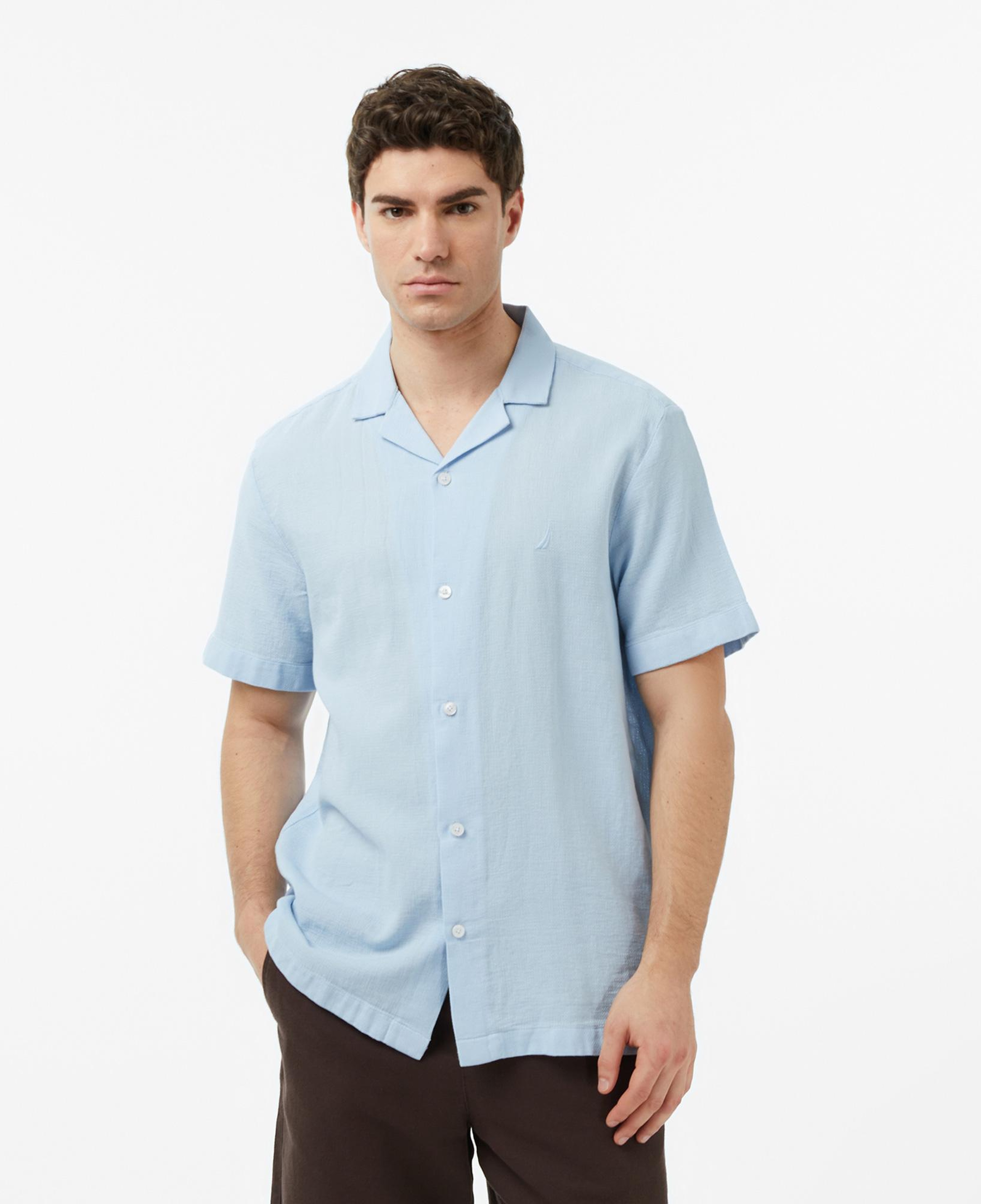 Nautica Erkek Mavi Regular Fit Kısa Kollu Gömlek