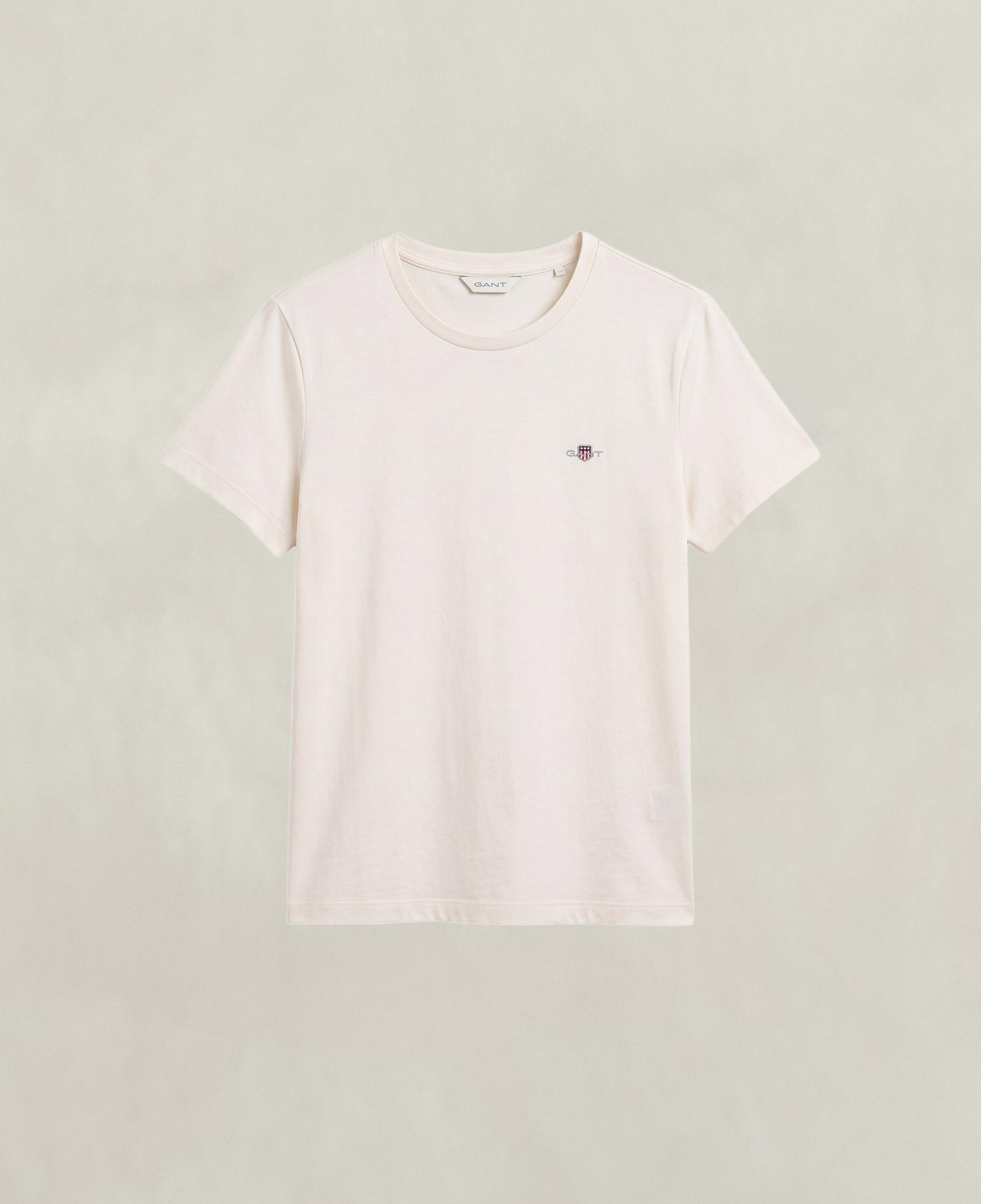 GANT Kadın Krem Bisiklet Yaka Regular Fit Logolu T-Shirt