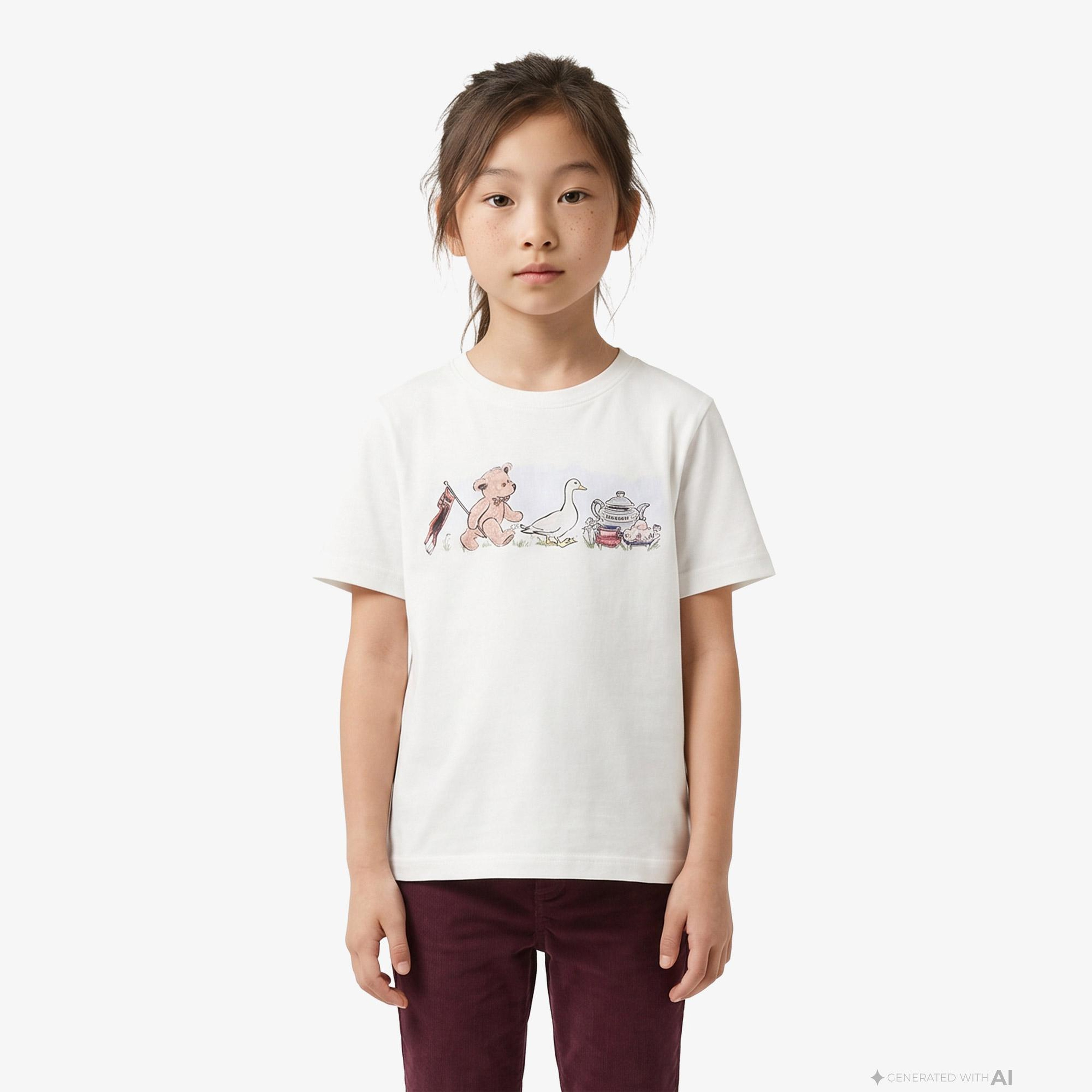 Burberry Cedar Party Çocuk Beyaz T-Shirt