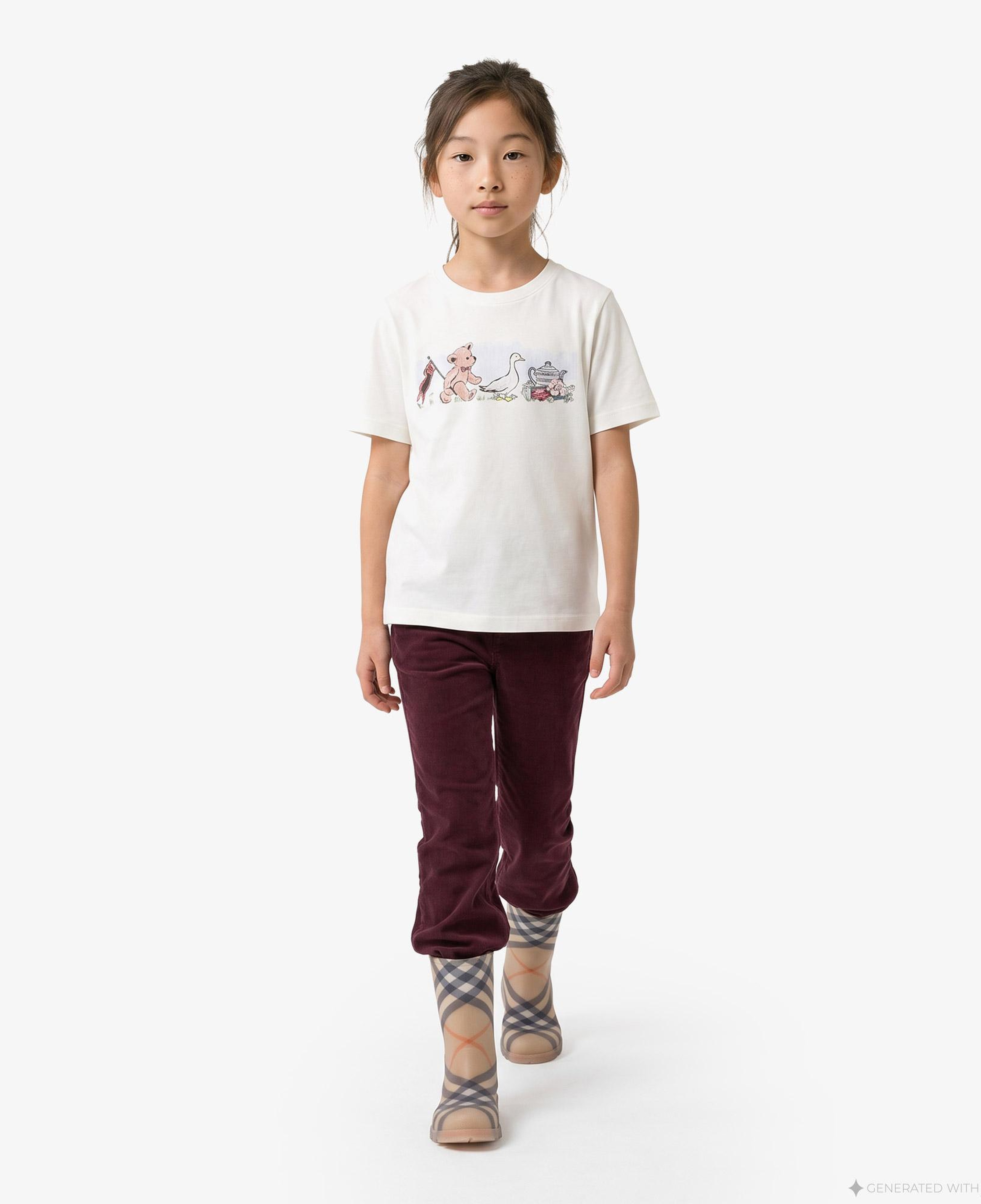 Burberry Cedar Party Çocuk Beyaz T-Shirt