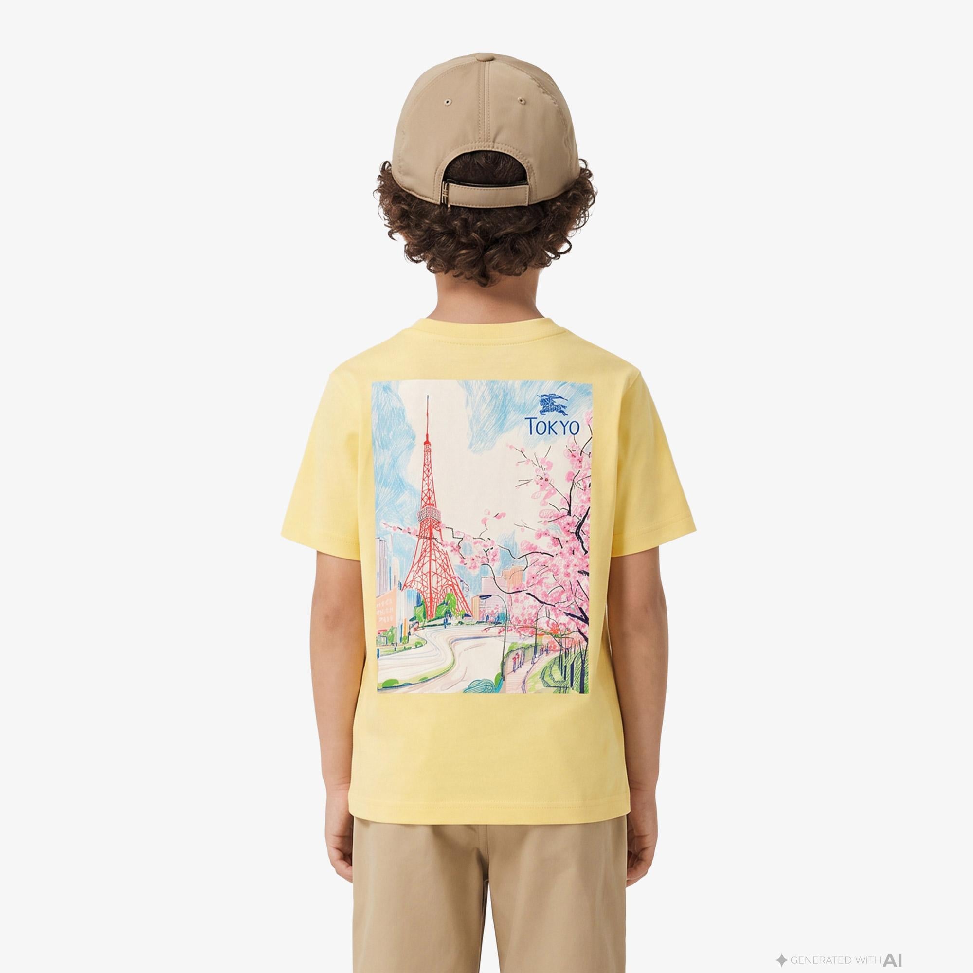 Burberry Cedar Tokyo Çocuk Sarı T-Shirt