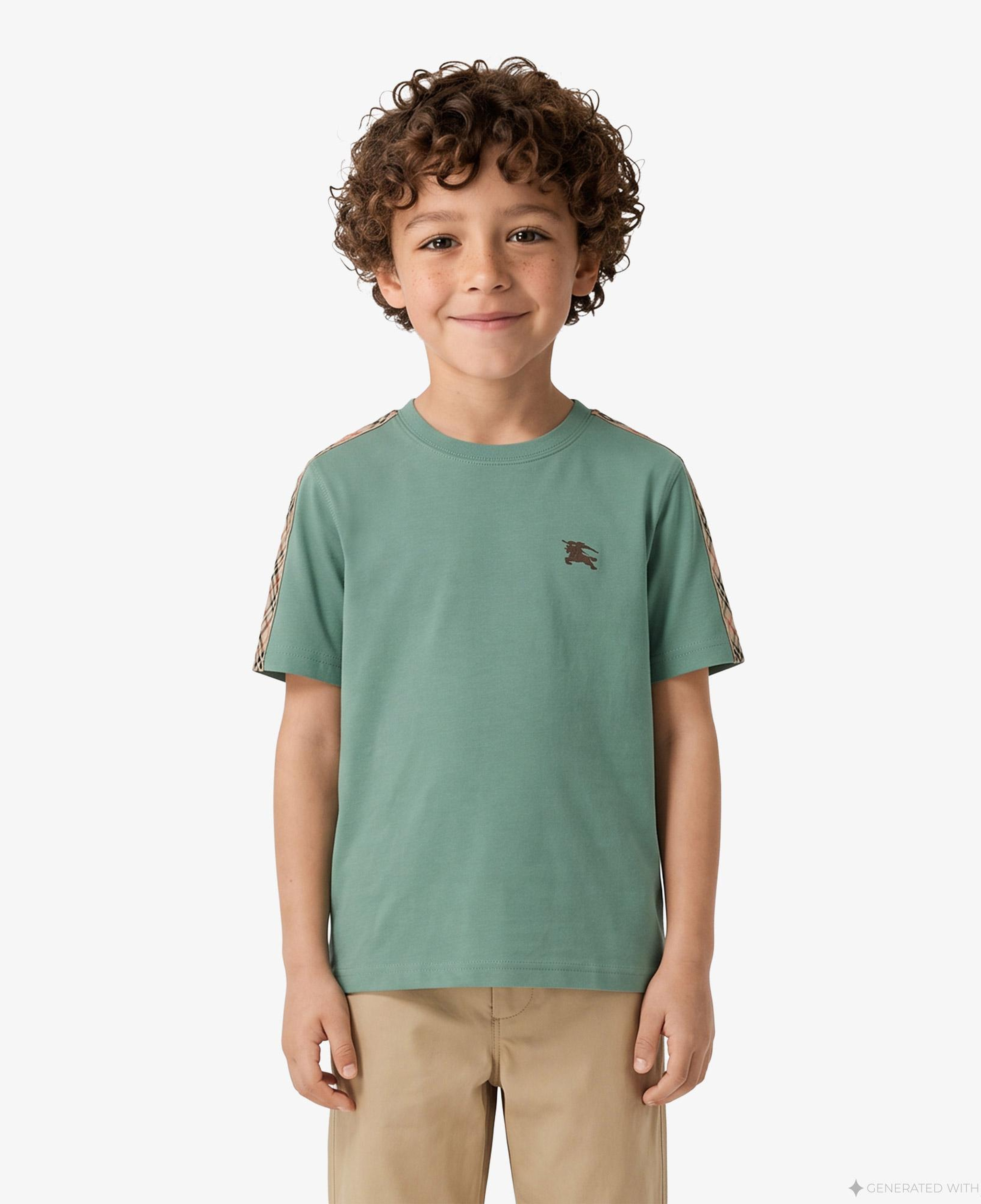 Burberry Cedar Check Tape Çocuk Yeşil T-Shirt