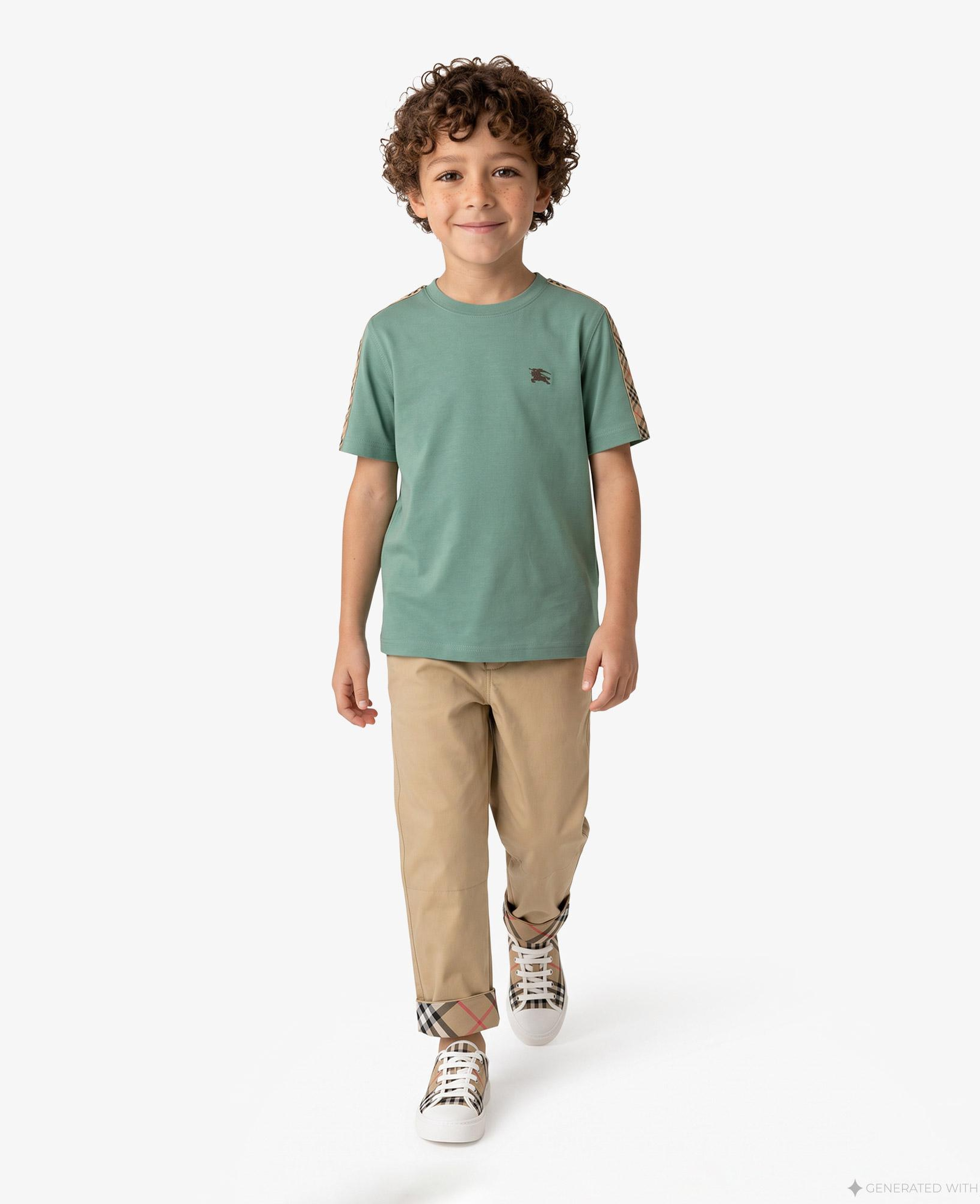 Burberry Cedar Check Tape Çocuk Yeşil T-Shirt