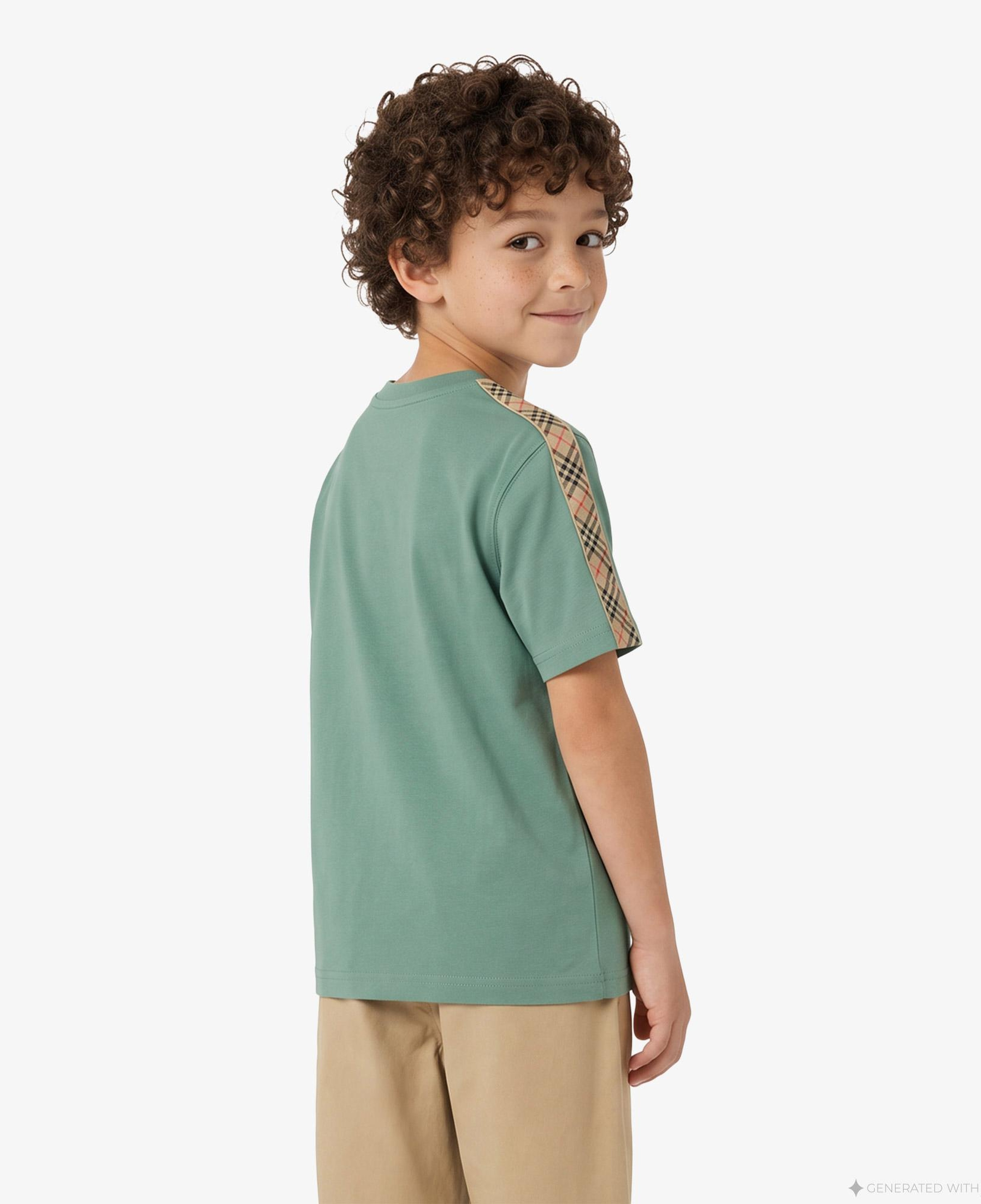 Burberry Cedar Check Tape Çocuk Yeşil T-Shirt