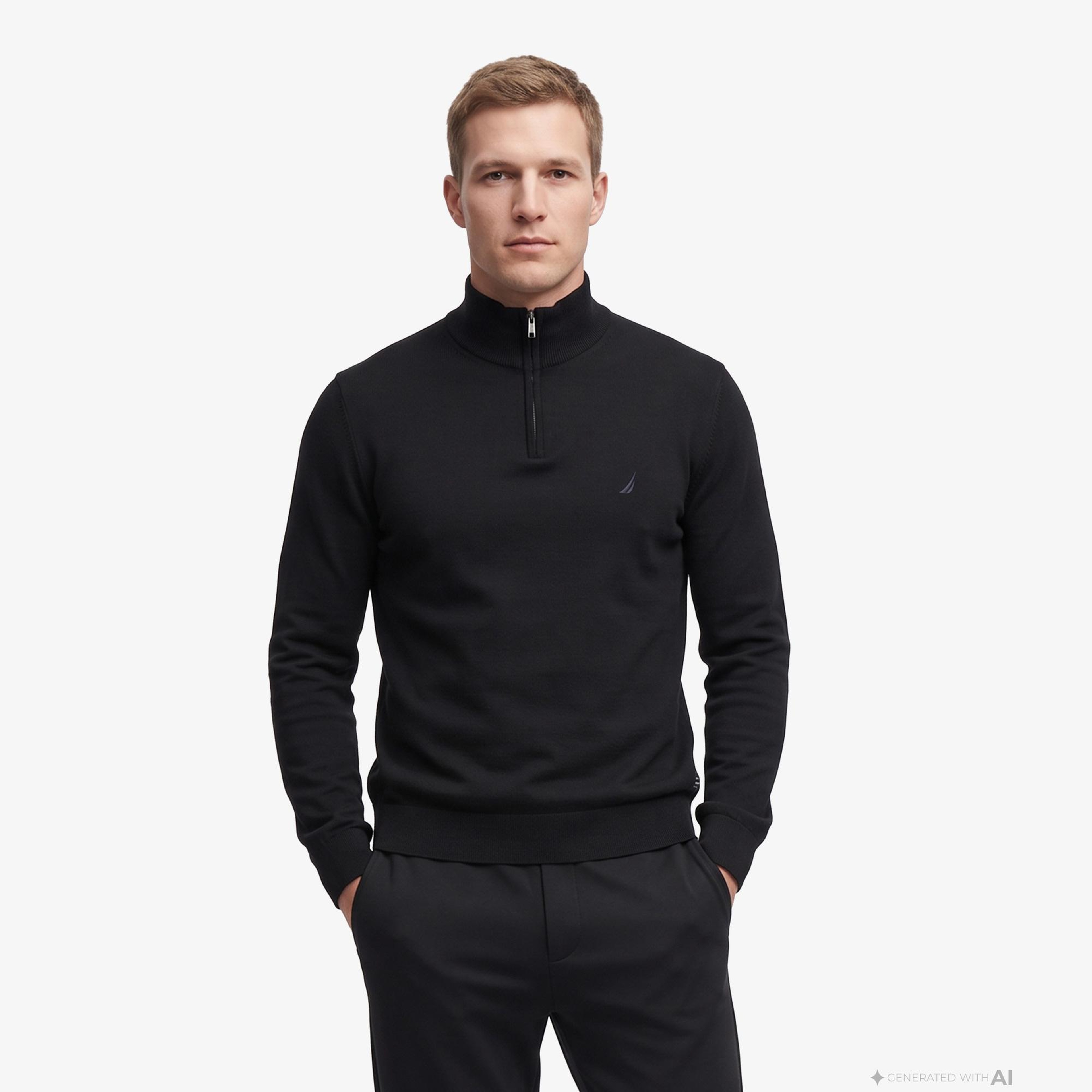 Nautica Erkek Siyah Regular Fit Triko