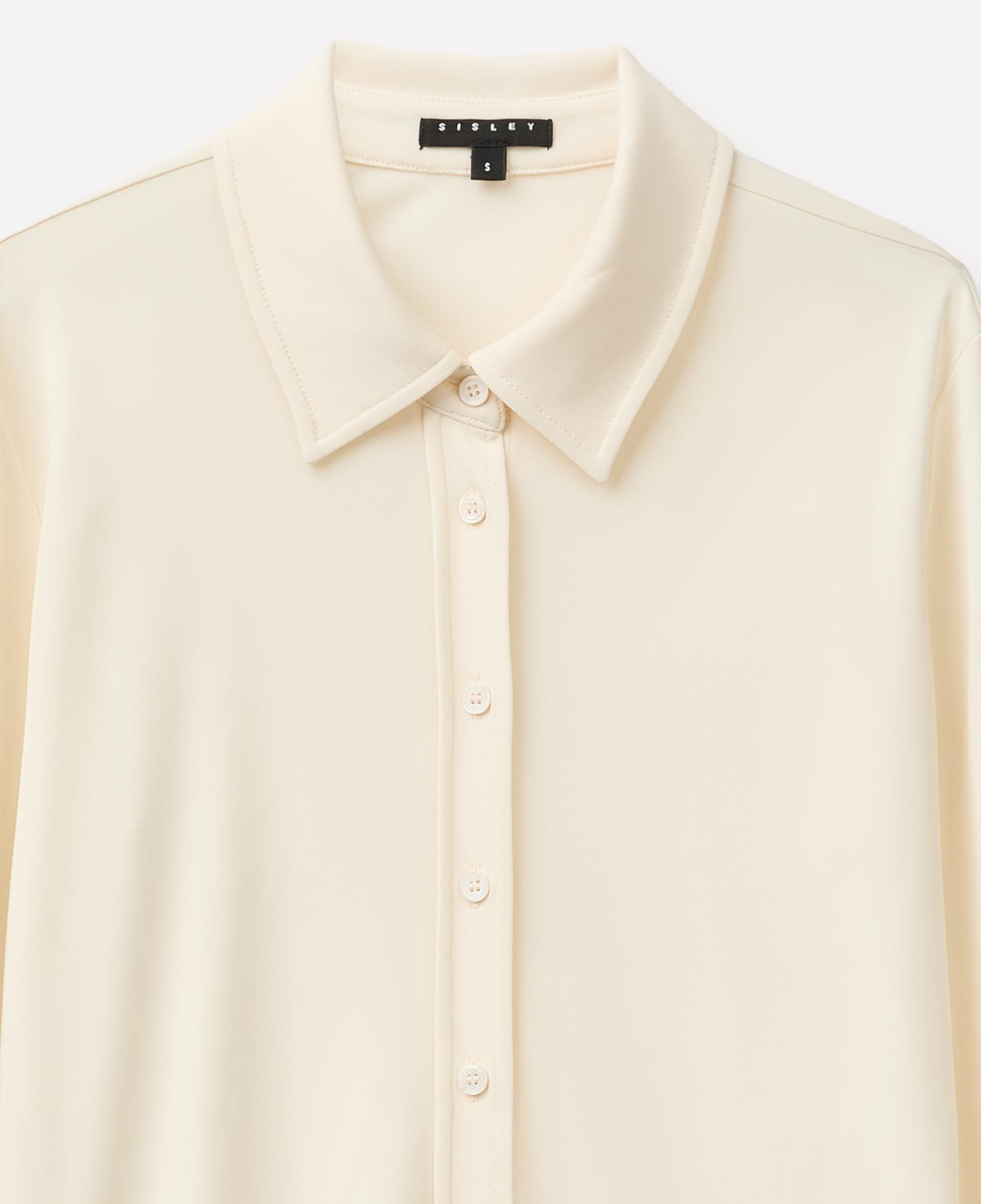 Kadın Krem %100 Viskoz Slim Fit Düğmeli Gömlek