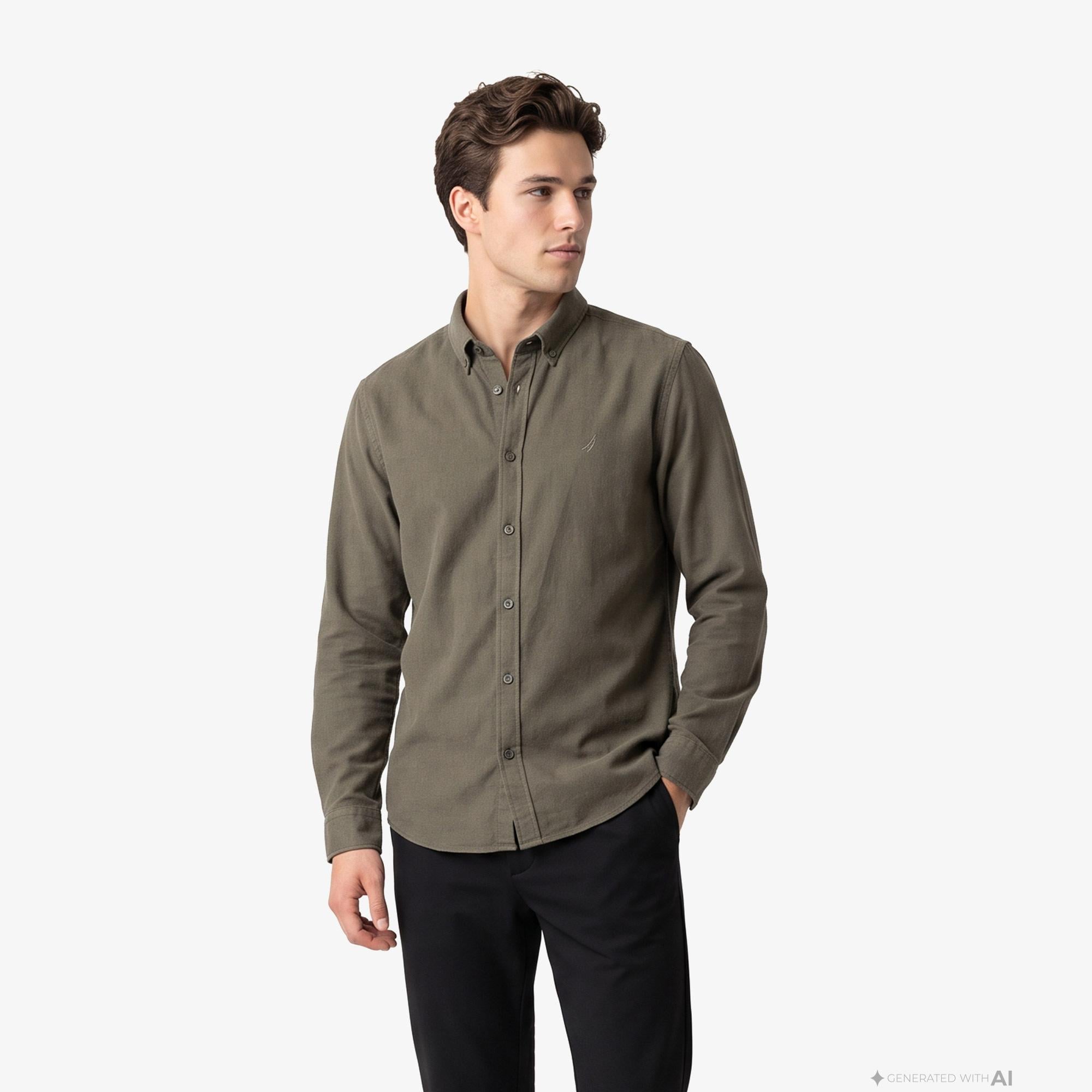 Nautica Erkek Haki Regular Fit Gömlek