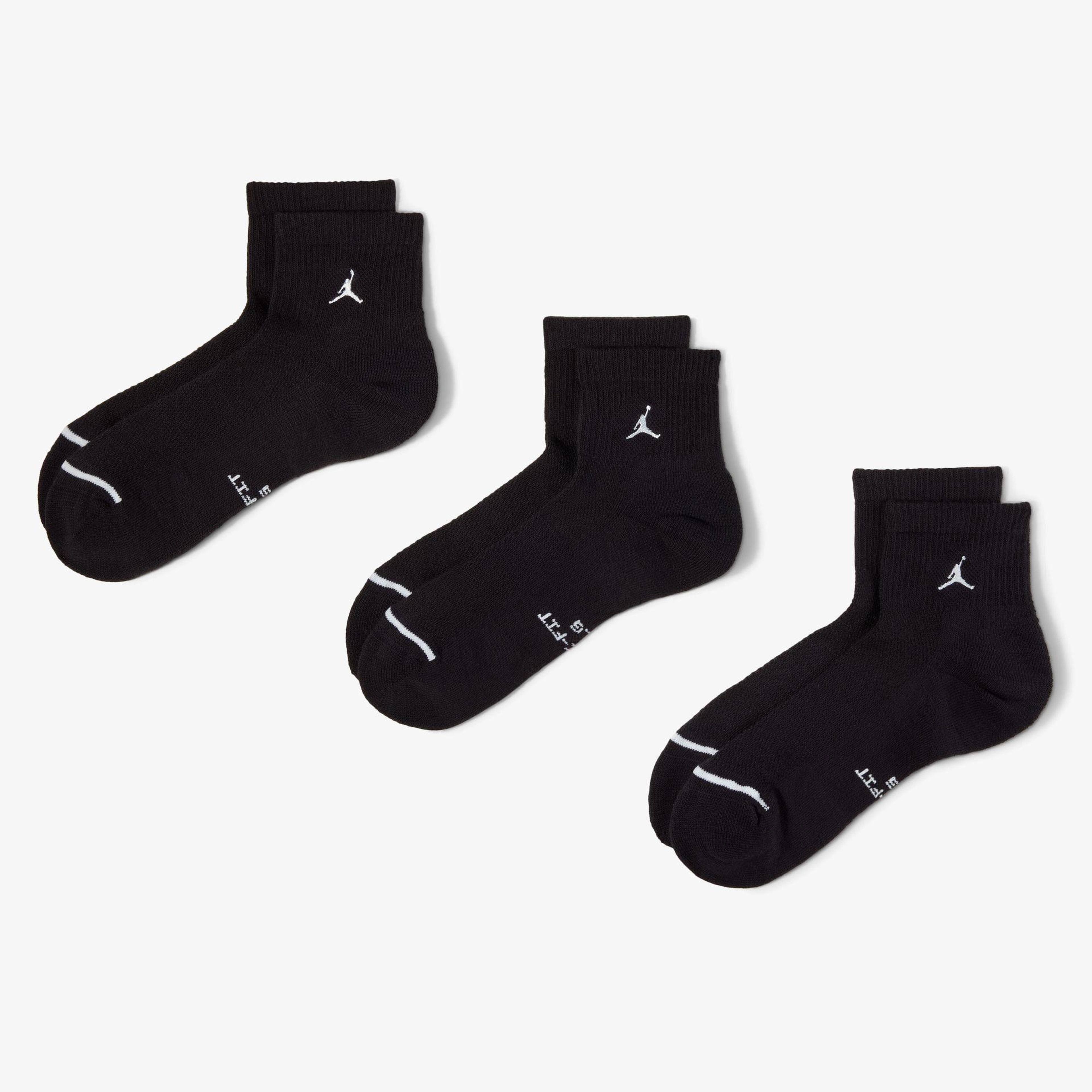 Jordan Everyday Elevated 3'lü Unisex Siyah Çorap