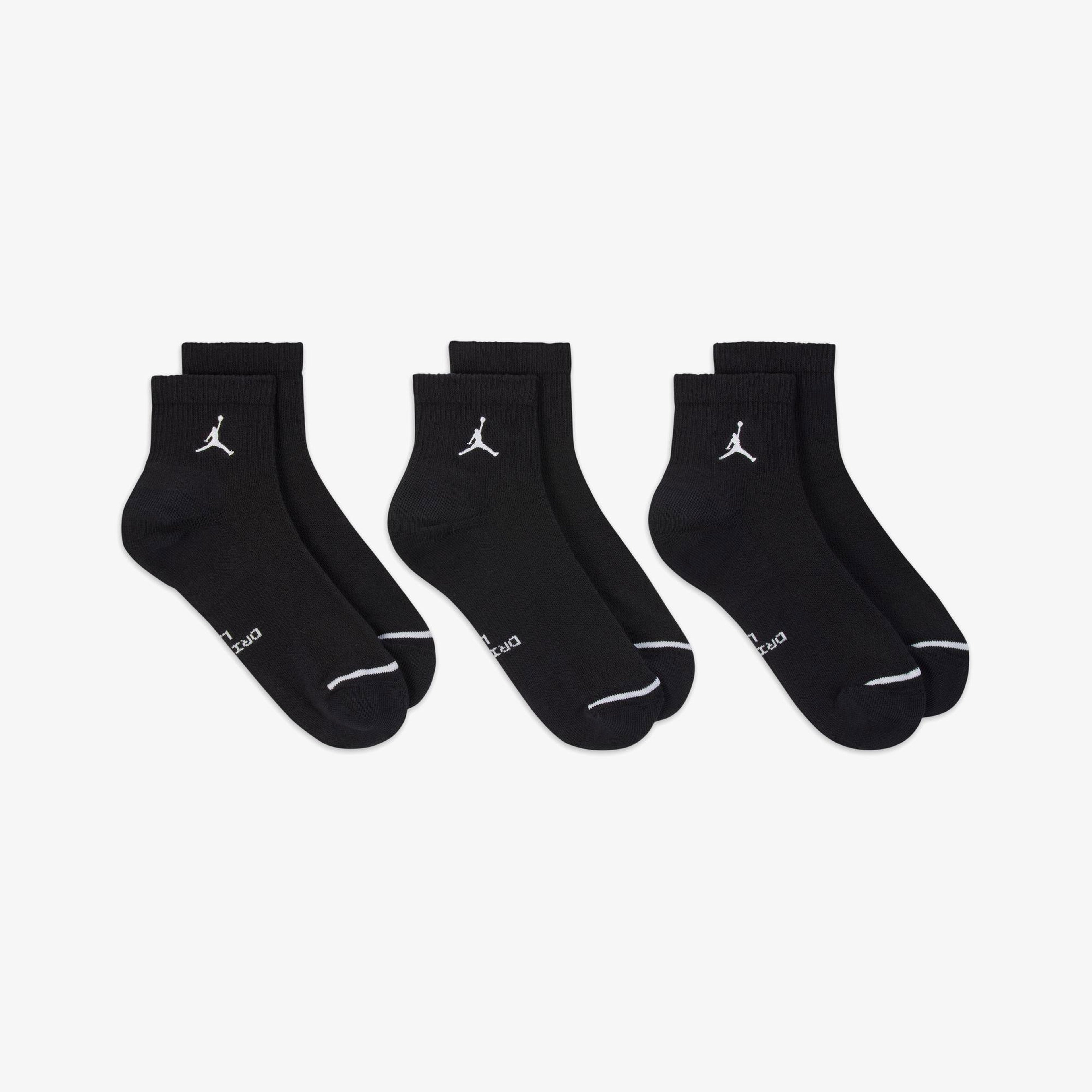 Jordan Everyday Elevated 3'lü Unisex Siyah Çorap