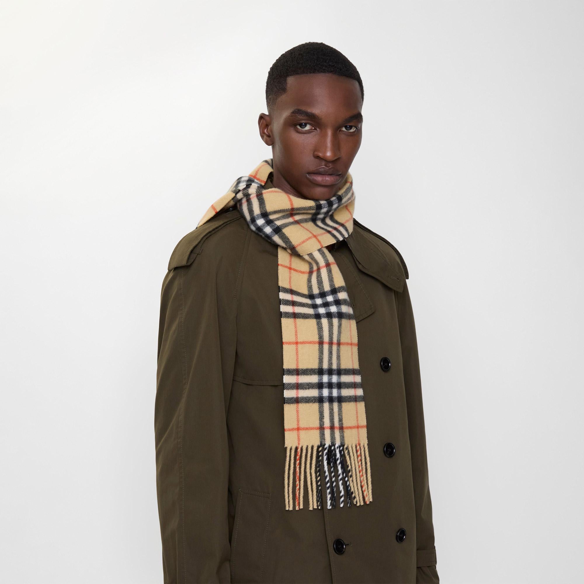Burberry Narrow Check Cashmere Kadın Bej Atkı
