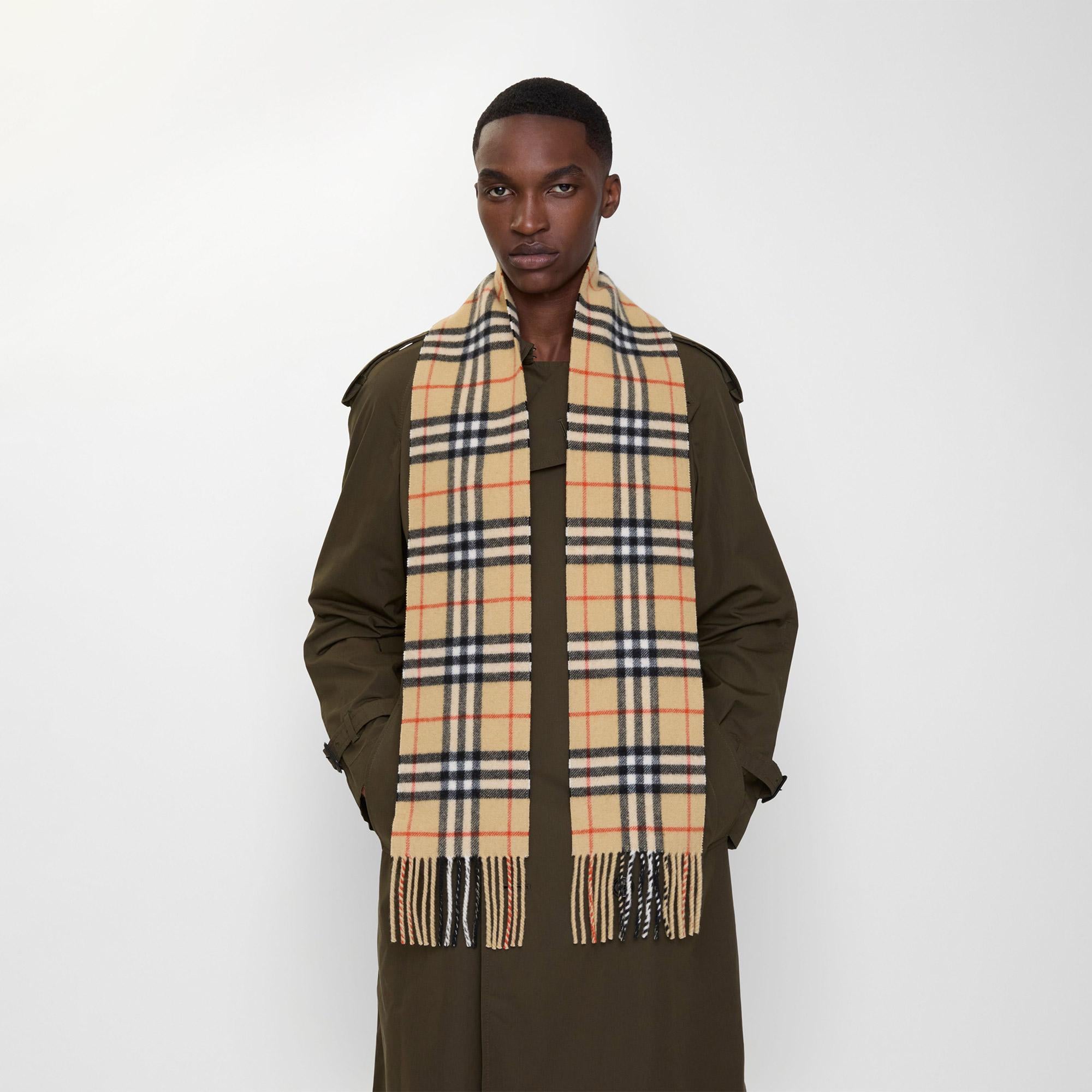 Burberry Narrow Check Cashmere Kadın Bej Atkı
