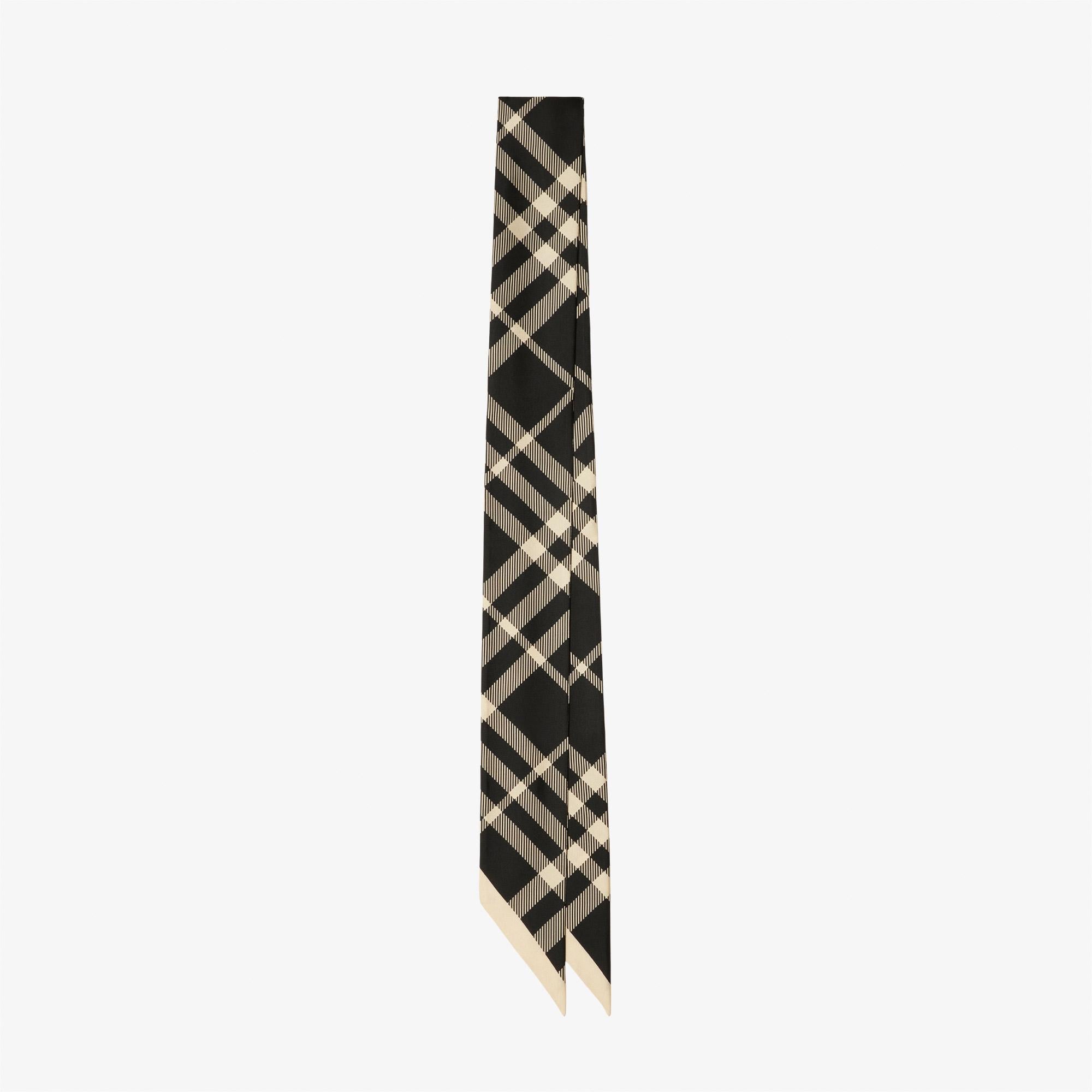 Burberry Skinny Check İpek Kadın Siyah Atkı