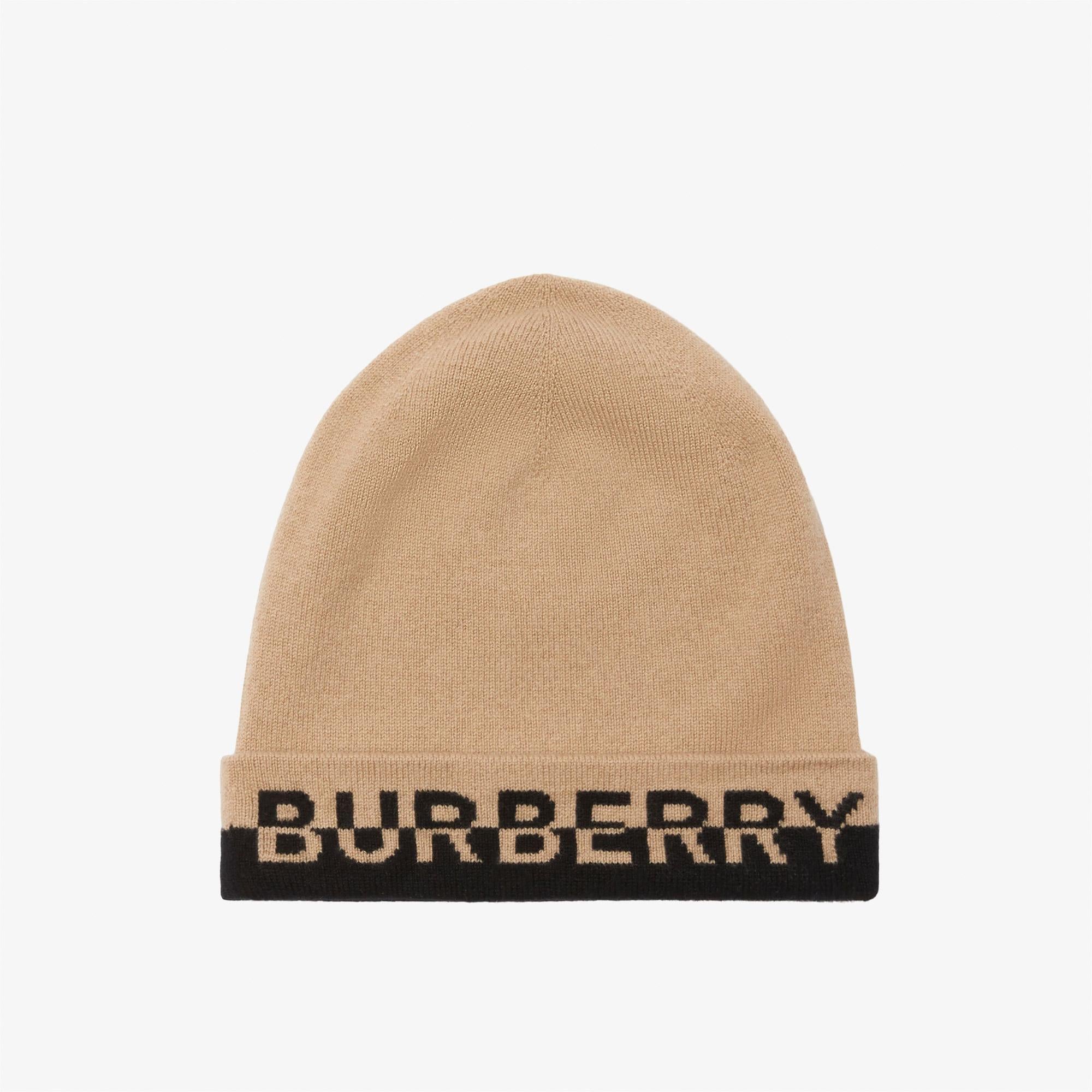Burberry Core Logo Intarsia Cashmere Kadın Bej Bere