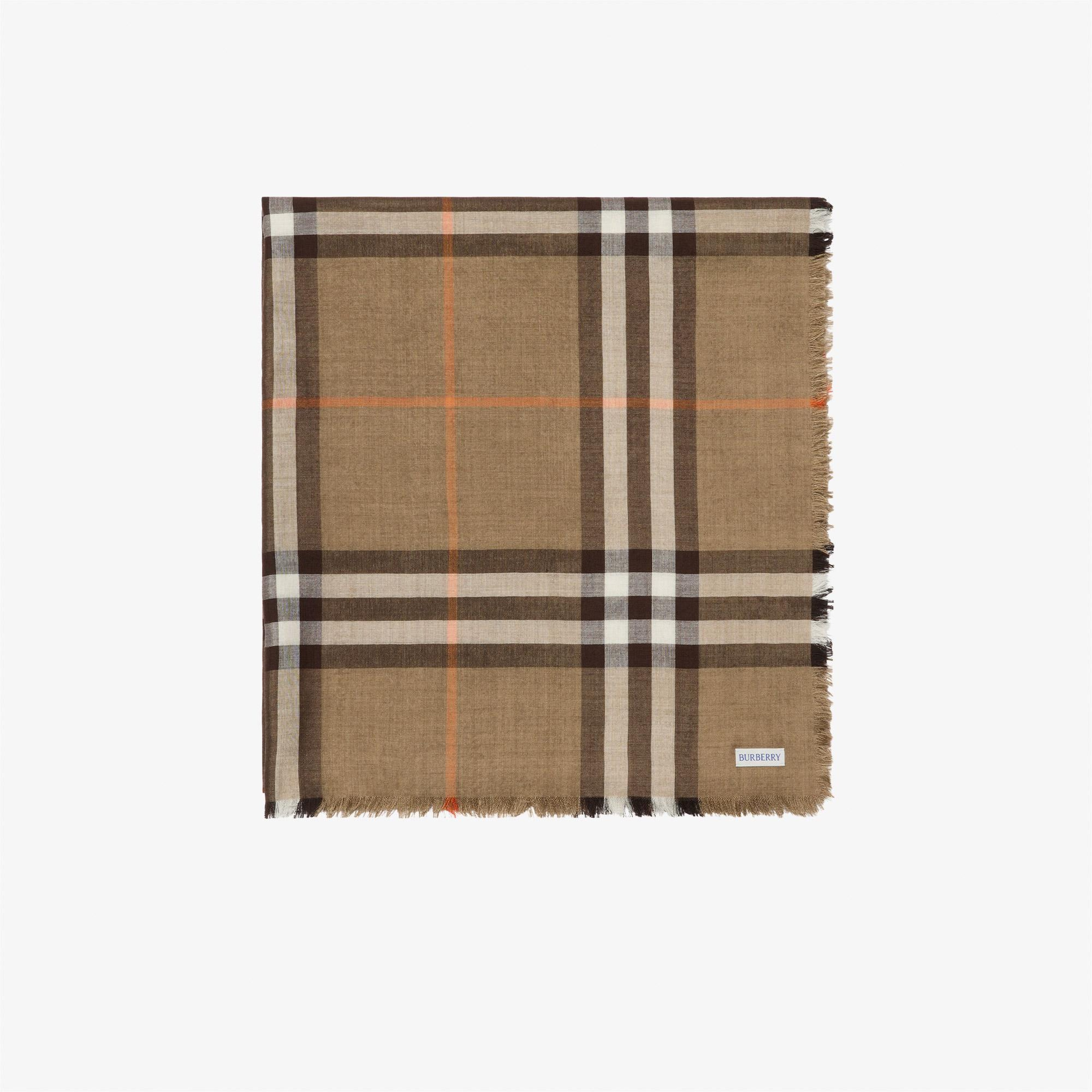 Burberry Reversible Check Wool Silk Kadın Bej Atkı