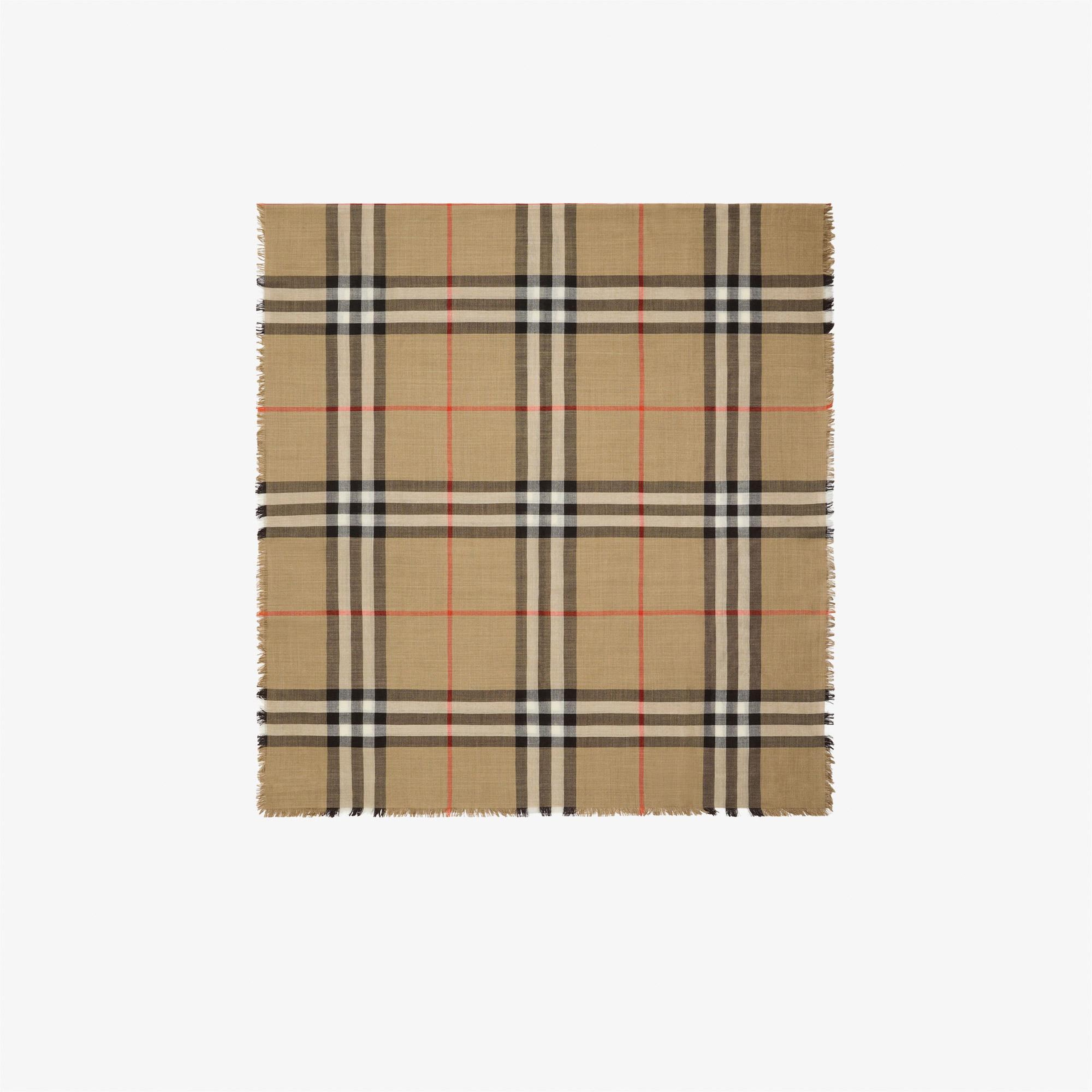 Burberry Reversible Check Wool Silk Kadın Bej Atkı