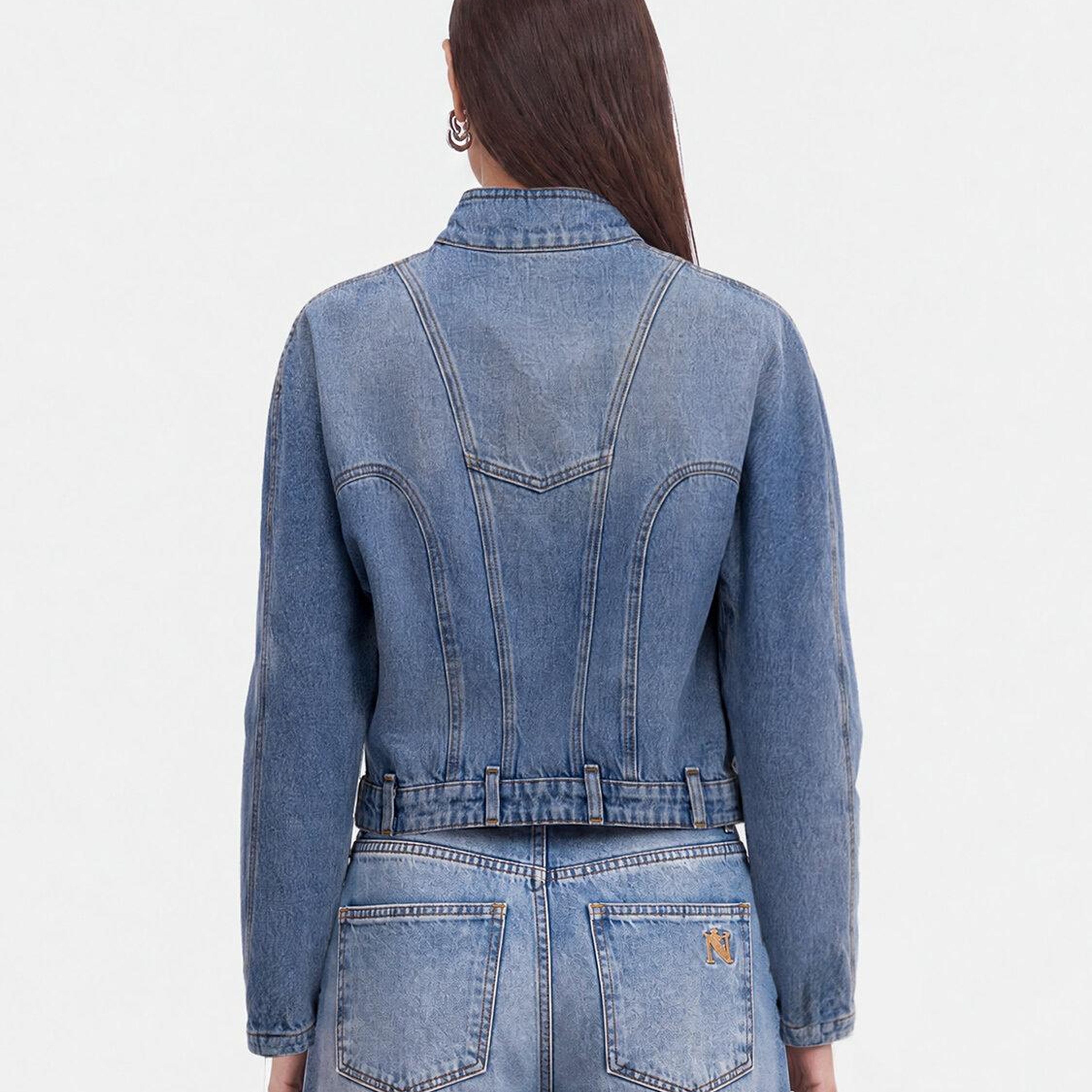 Dik Yaka Denim Ceket