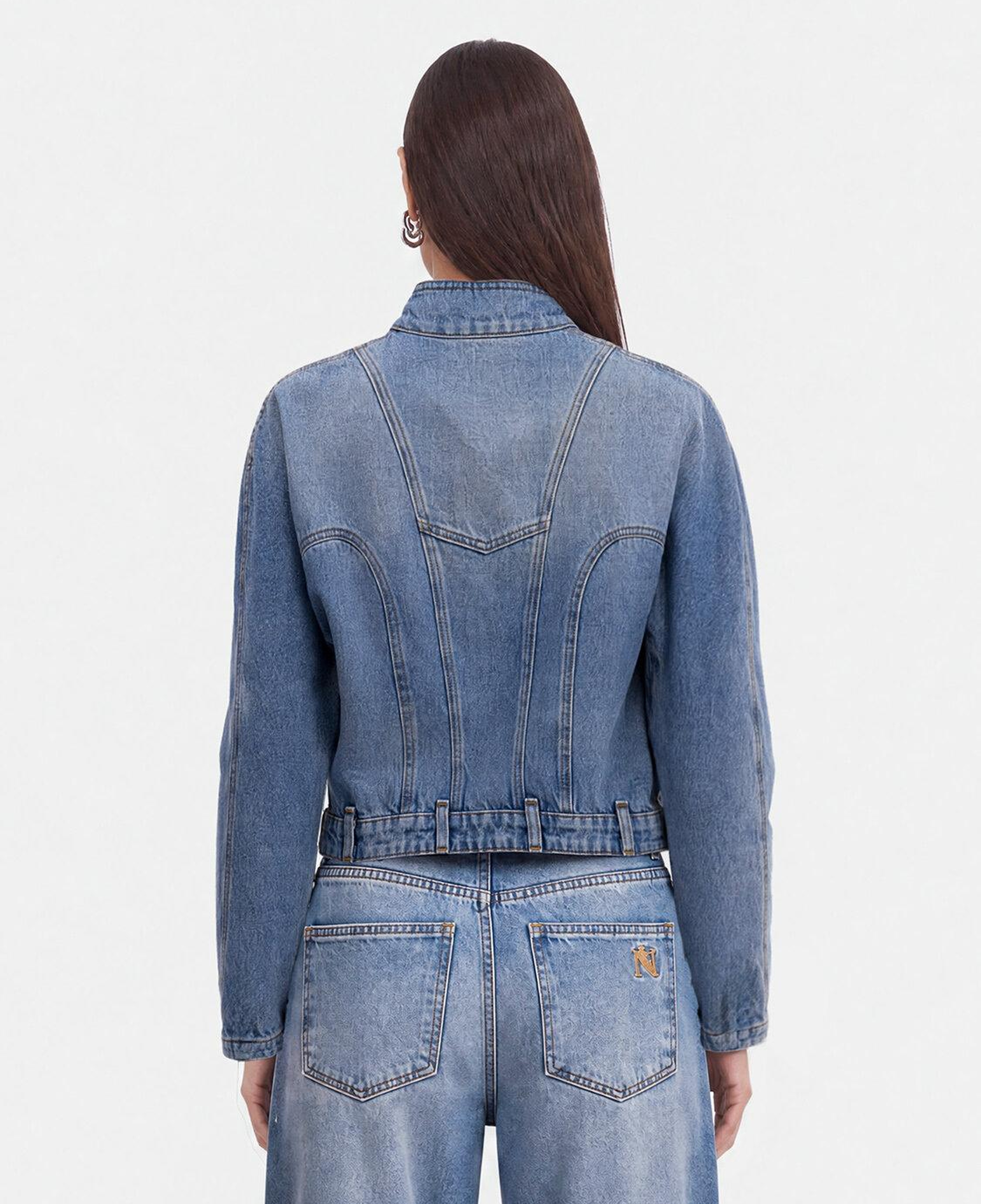 Dik Yaka Denim Ceket