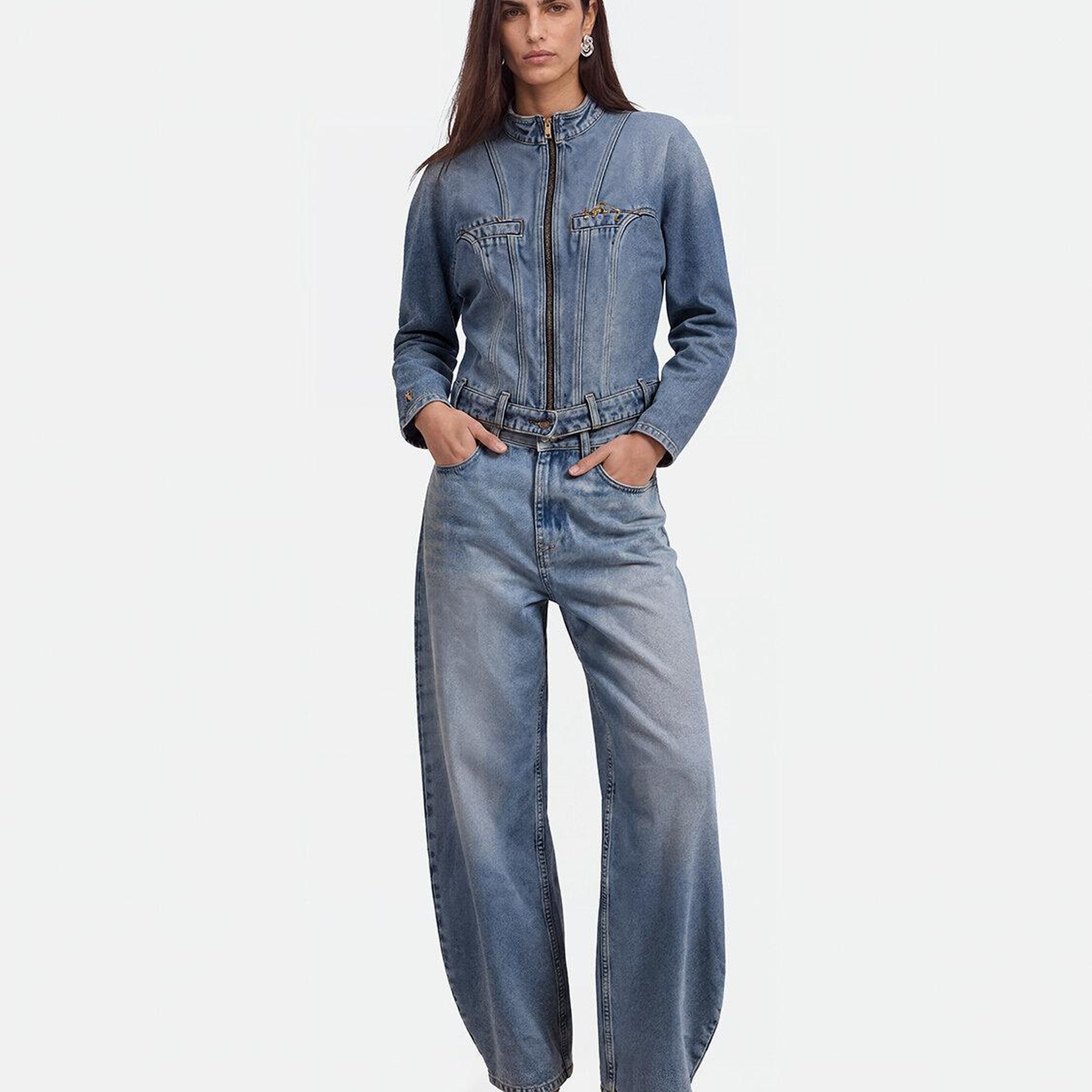 Dik Yaka Denim Ceket