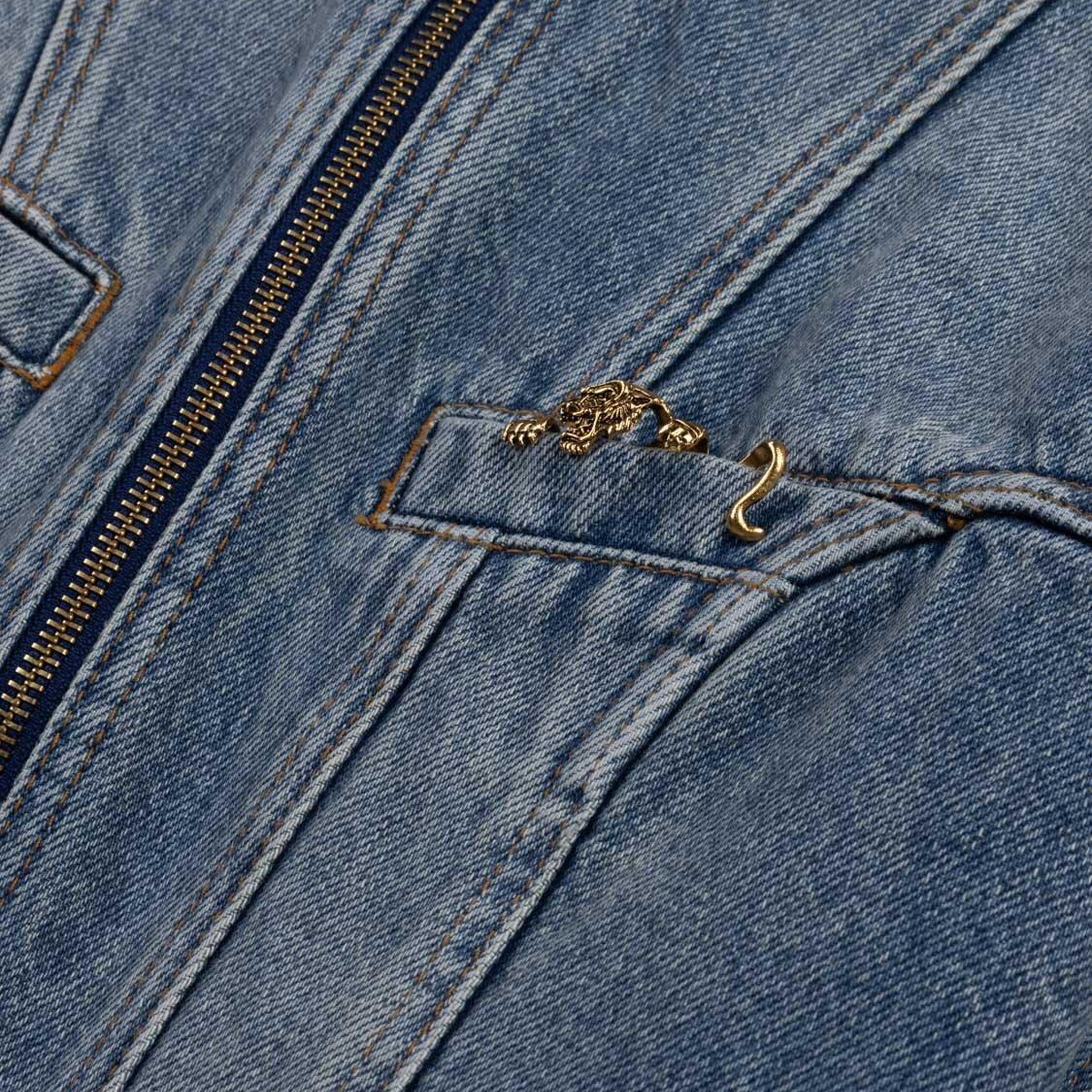 Dik Yaka Denim Ceket