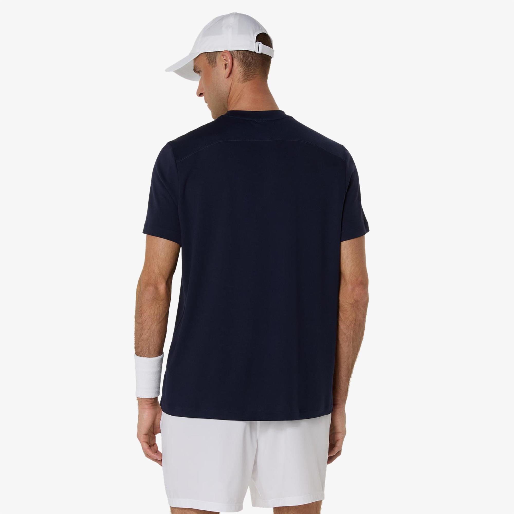 Asics Court SS Erkek Lacivert Tenis T-Shirt
