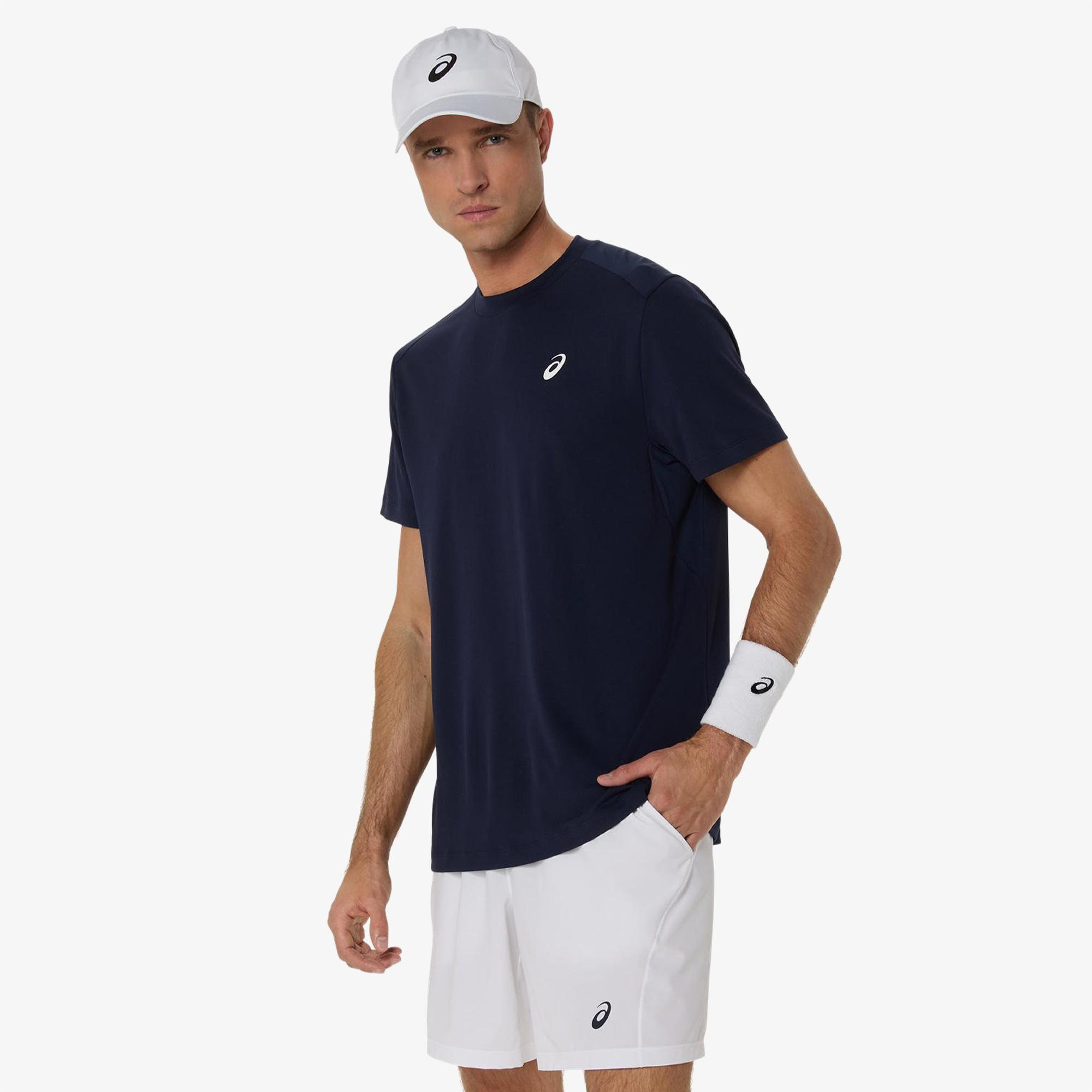 Asics Court SS Erkek Lacivert Tenis T-Shirt
