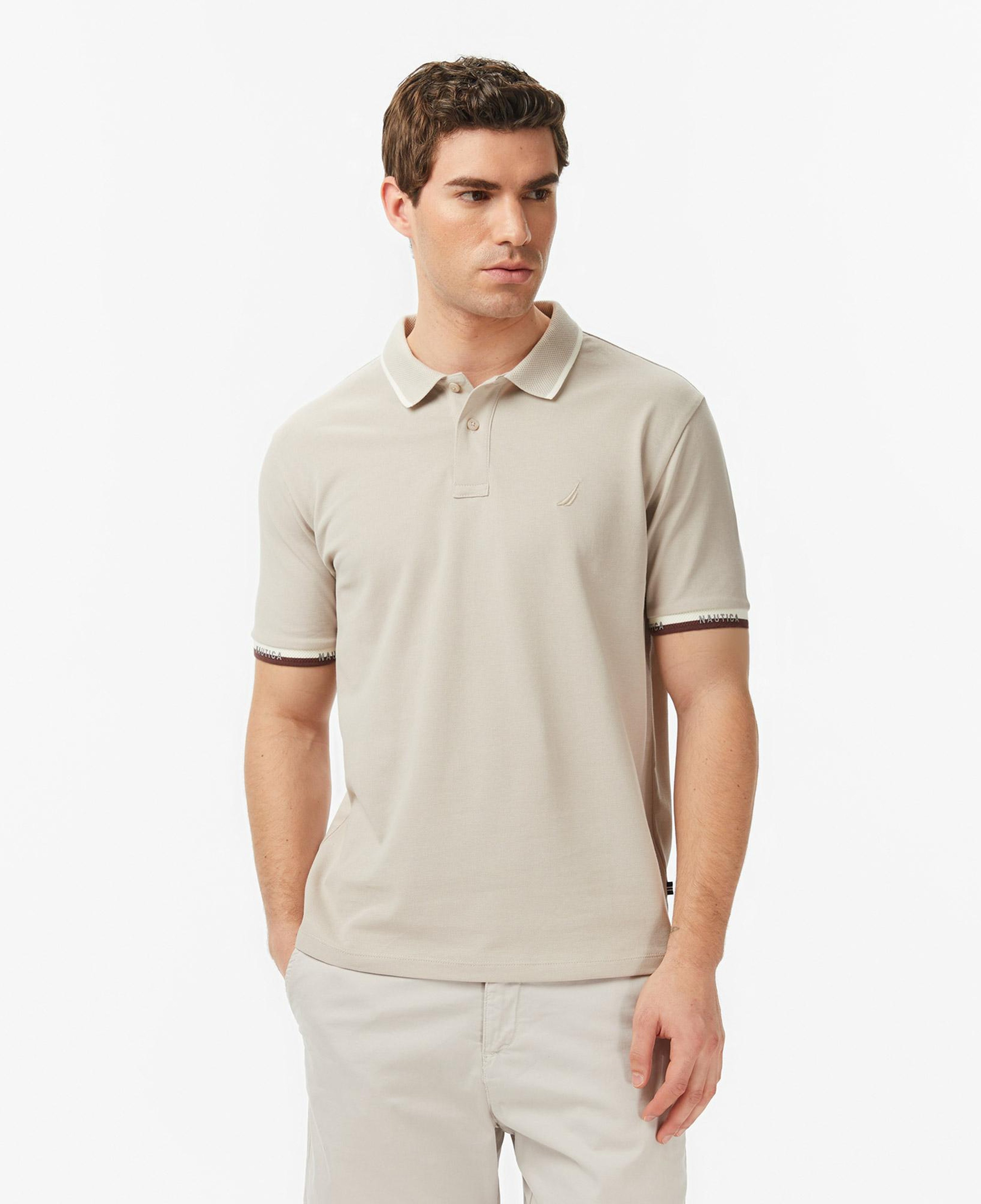 Nautica Erkek Bej Regular Fit Polo Yaka T-Shirt