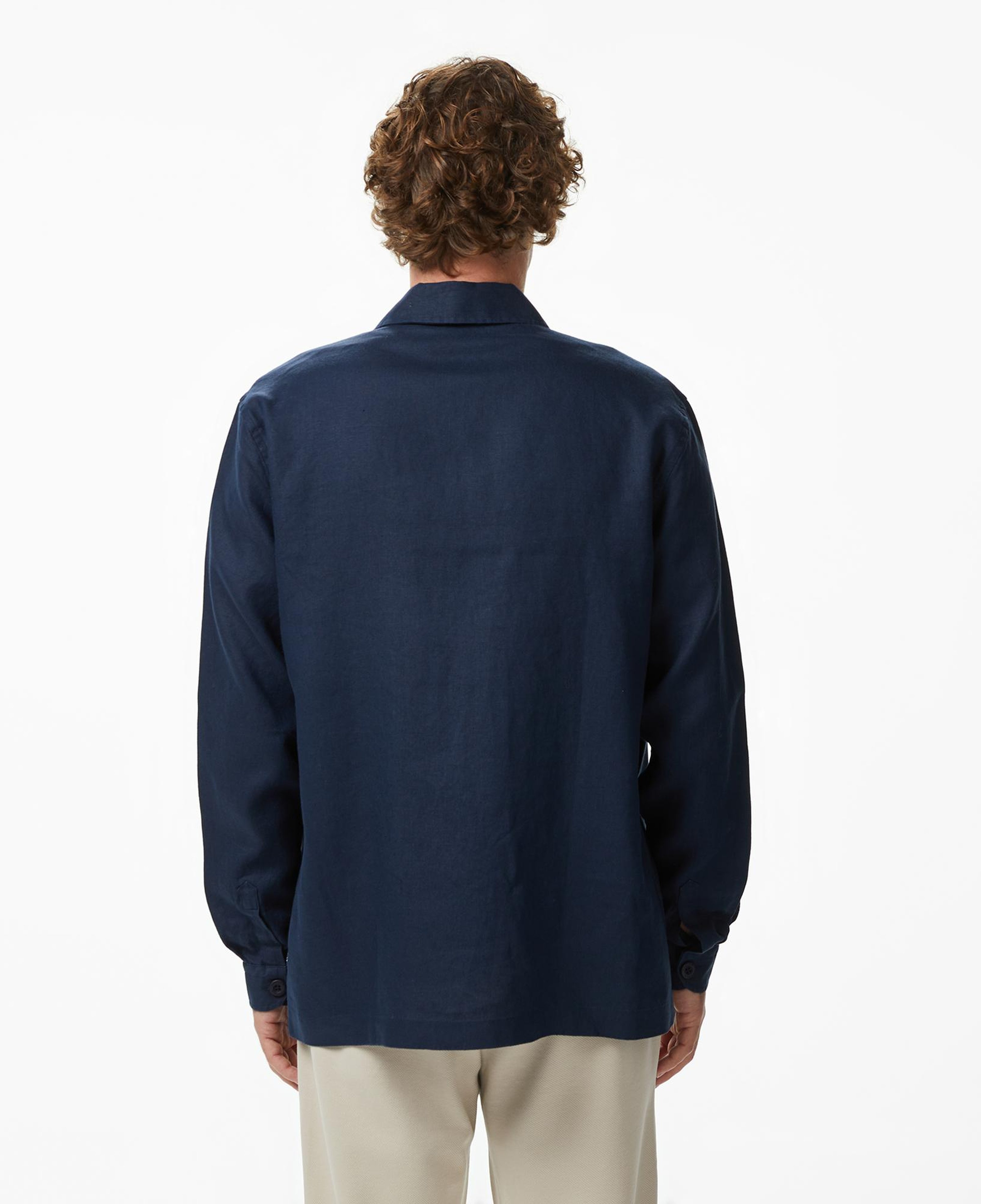 Nautica Erkek Lacivert Regular Fit Keten Gömlek