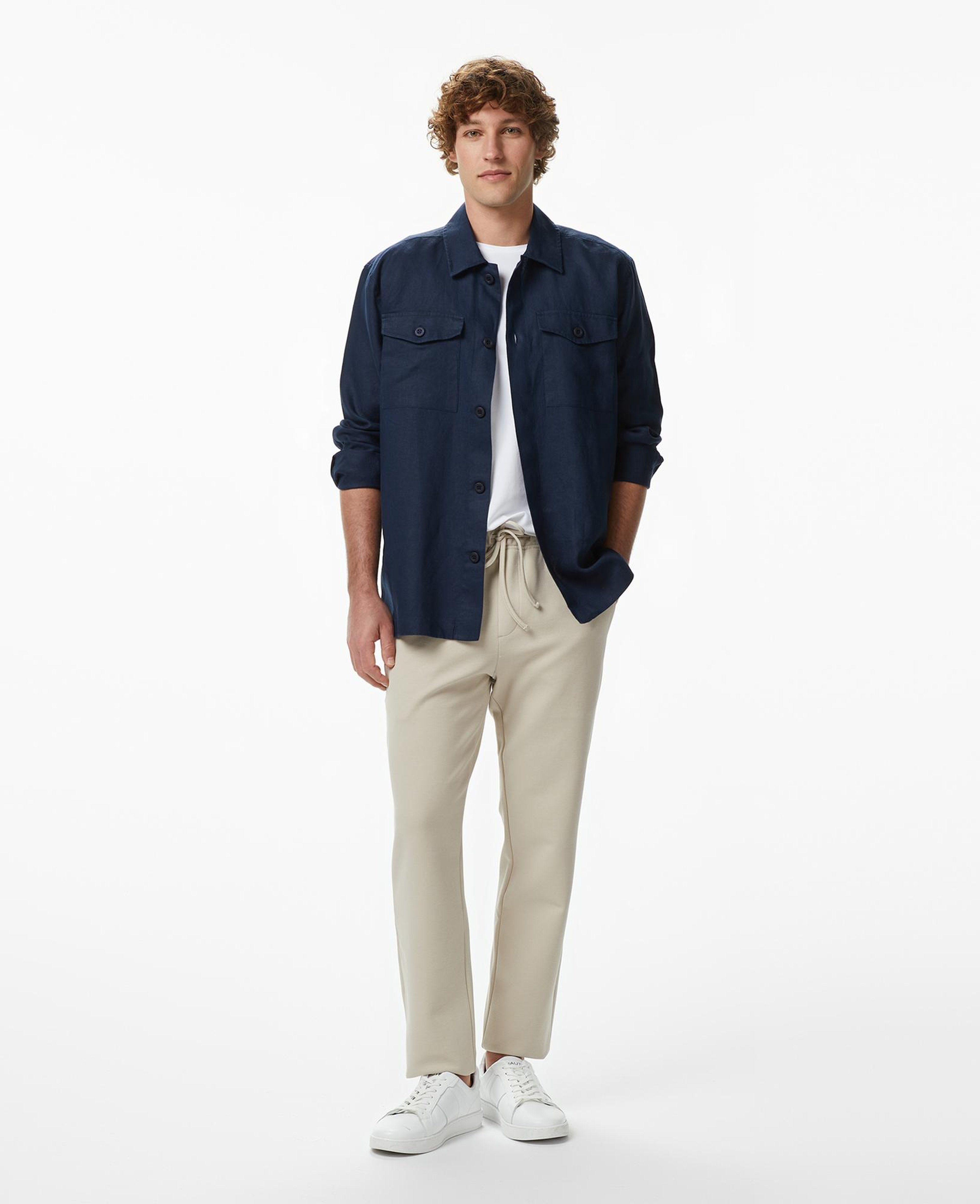 Nautica Erkek Lacivert Regular Fit Keten Gömlek