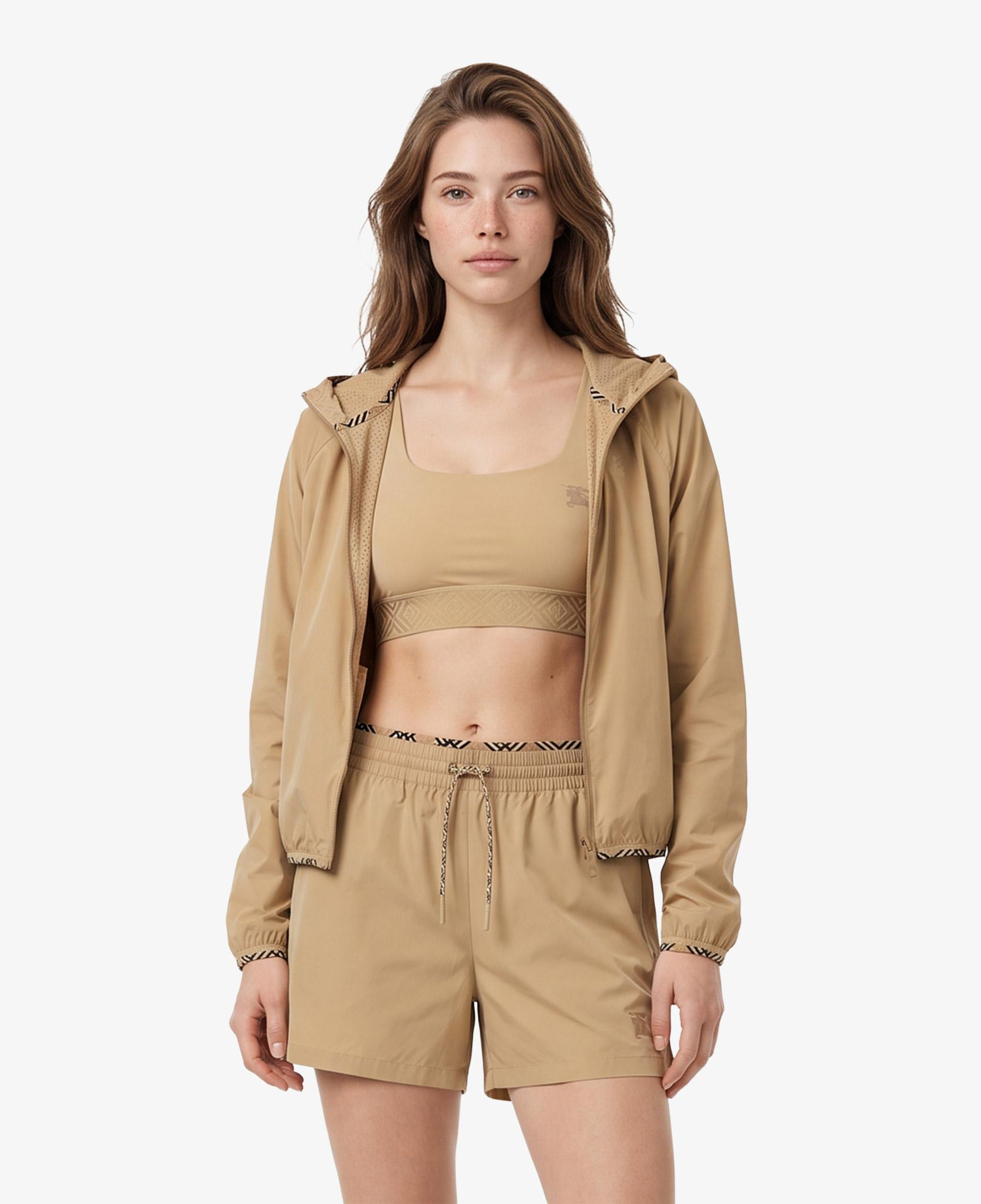 Burberry Stretch Nylon Hooded Kadın Bej Mont