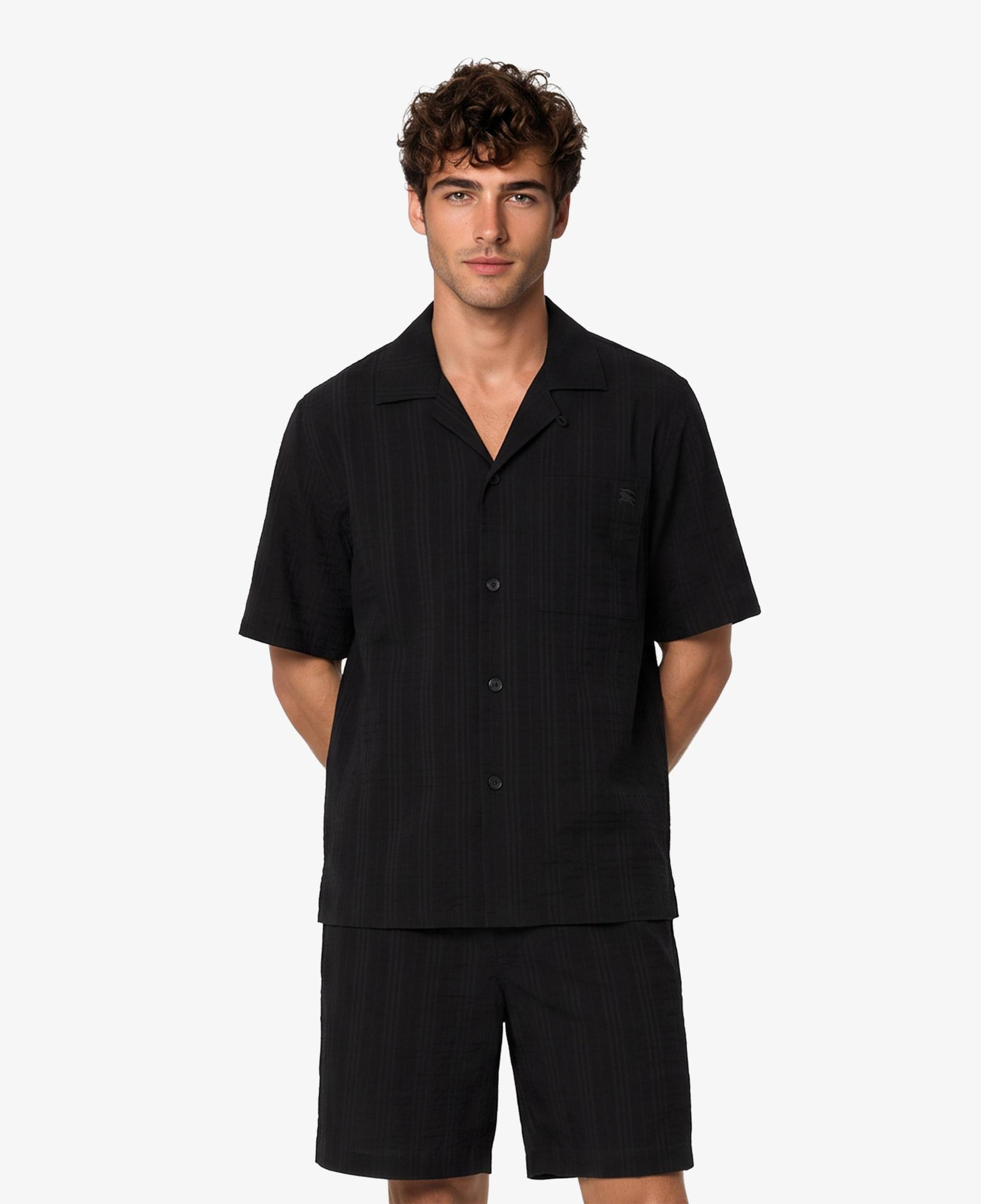 Burberry Relaxed Fit Check Cotton Voile Erkek Siyah Gömlek