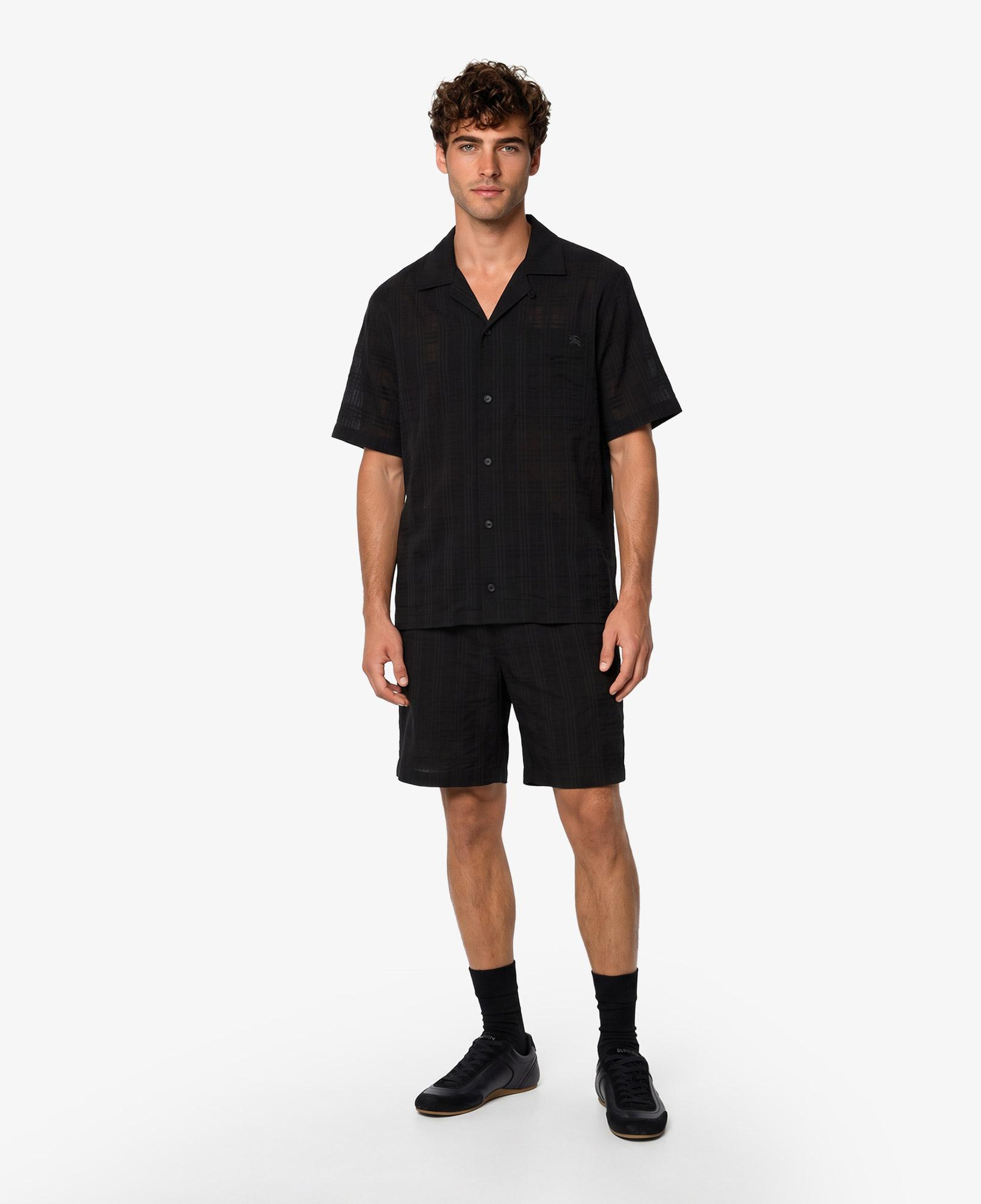 Burberry Relaxed Fit Check Cotton Voile Erkek Siyah Gömlek